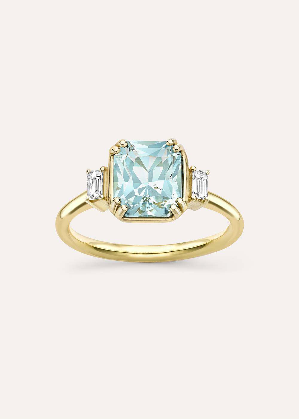 Mini Mae West Aquamarine & Diamond Ring
