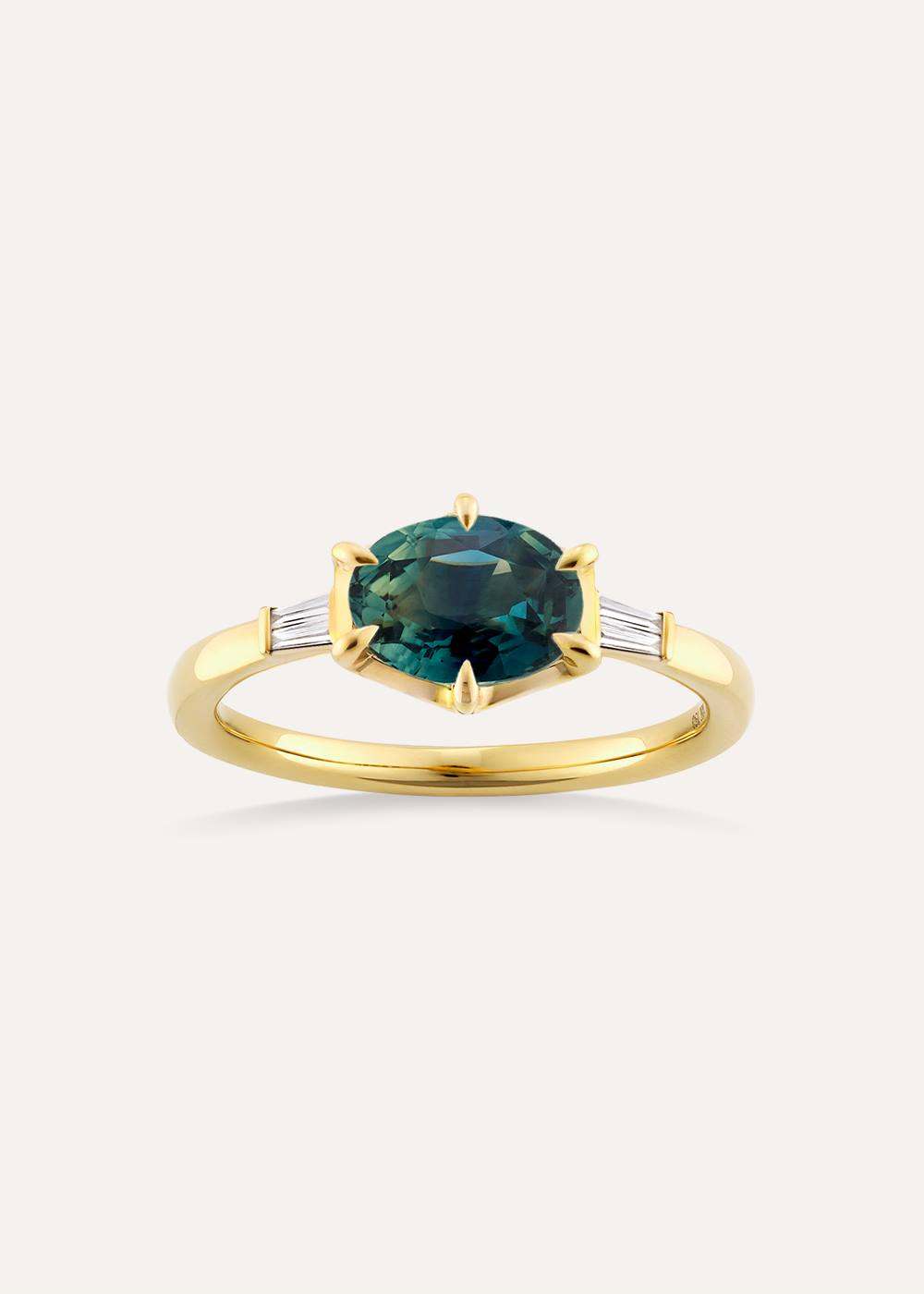 Jenna Teal Sapphire & Diamond Ring