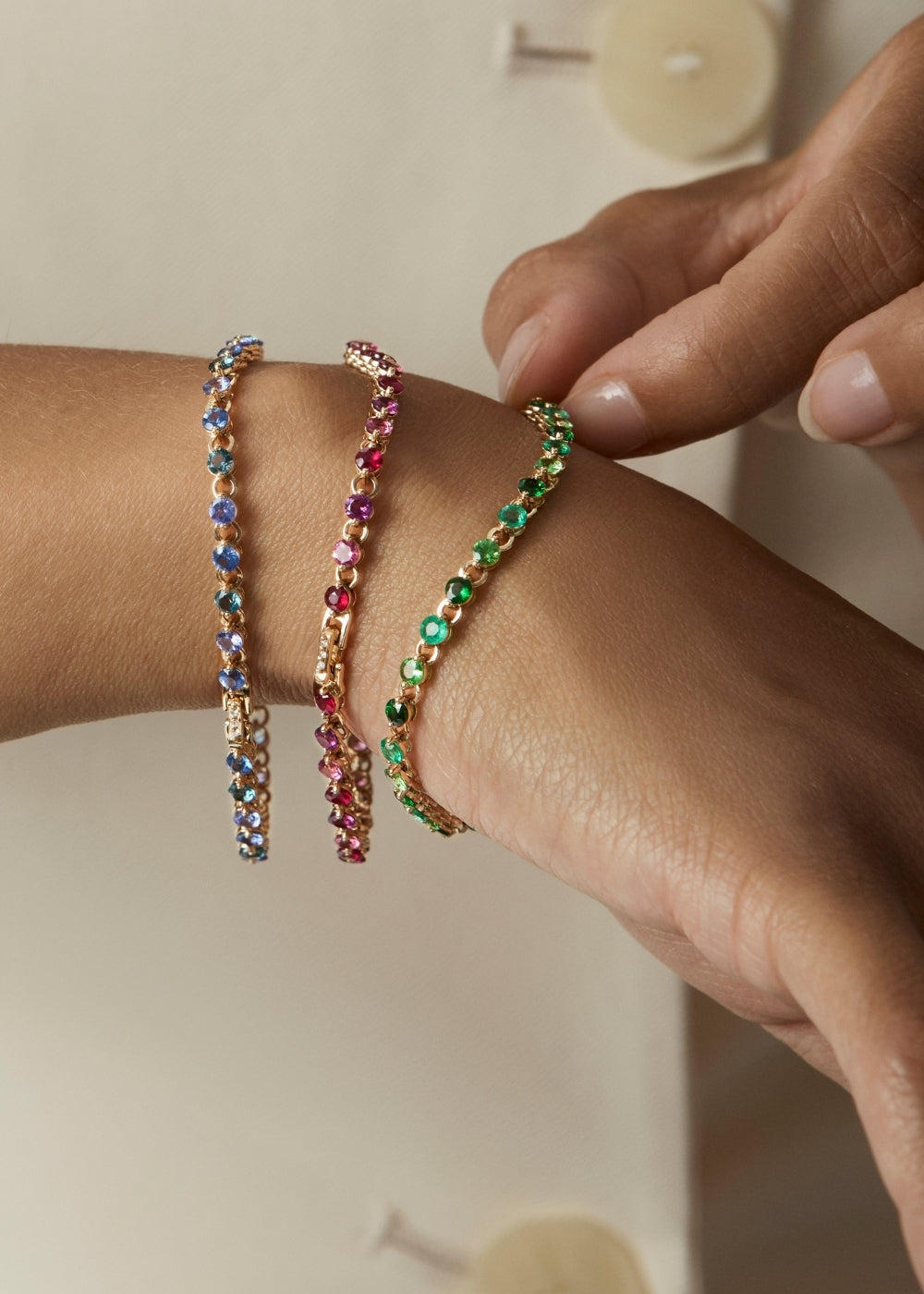 Shuga 3mm Blue Precious Gemstone Tennis Bracelet