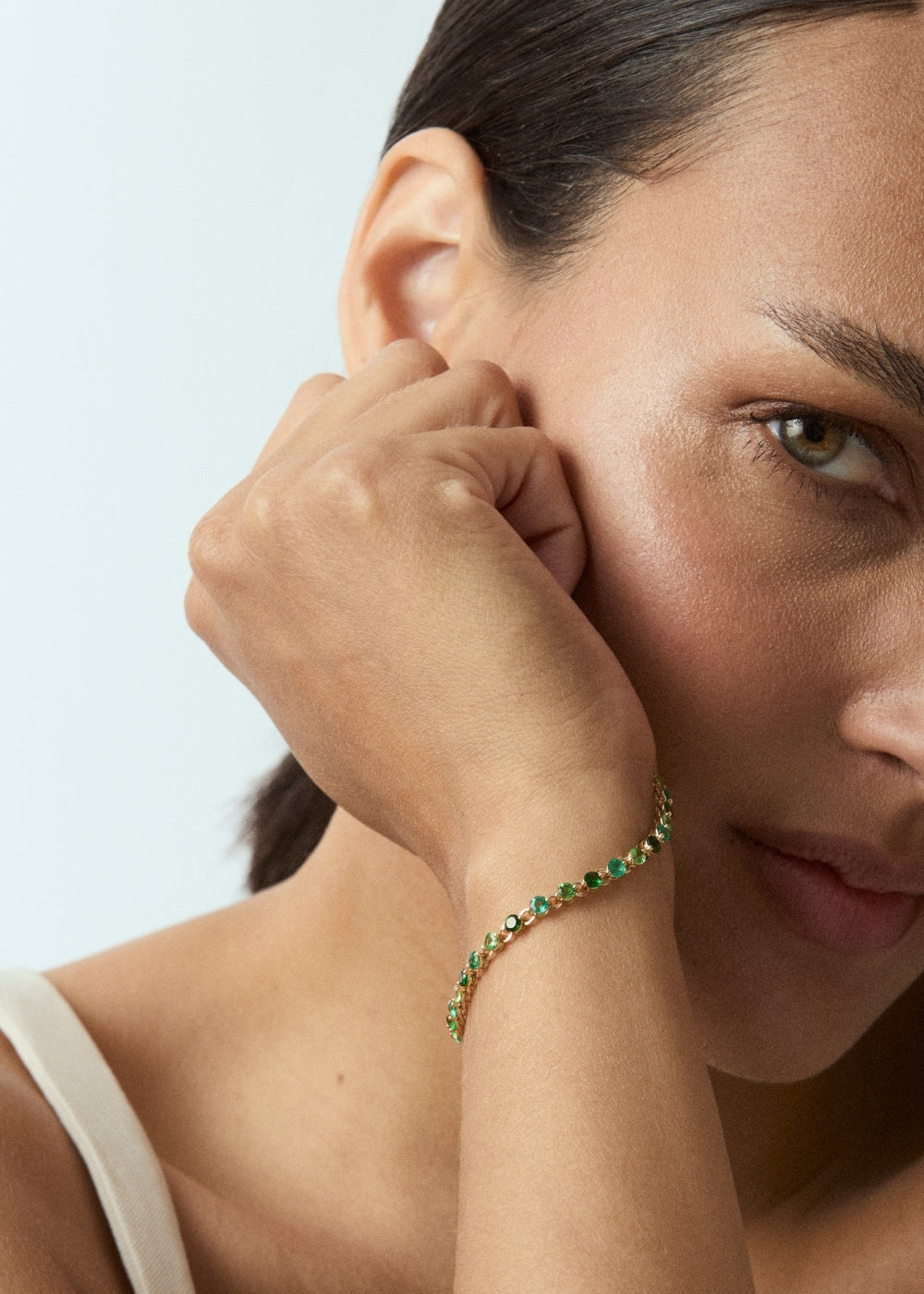 Shuga 3mm Green Precious Gemstone Tennis Bracelet