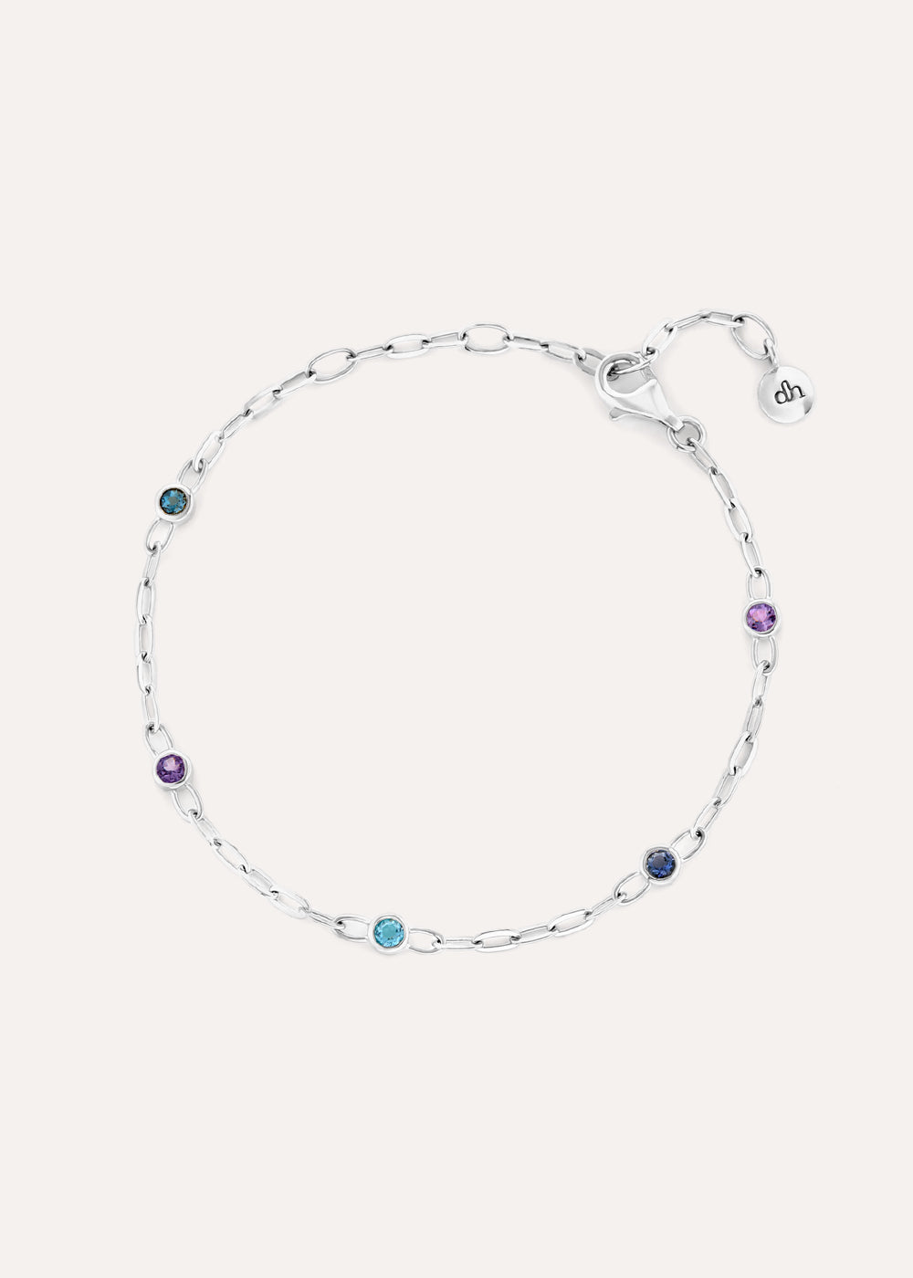 Coloured Gemstone Paperclip Chain Bracelet