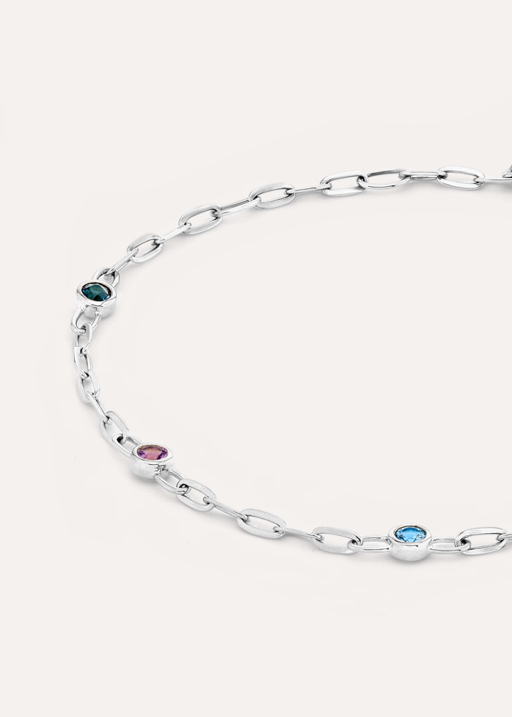 Coloured Gemstone Paperclip Chain Bracelet