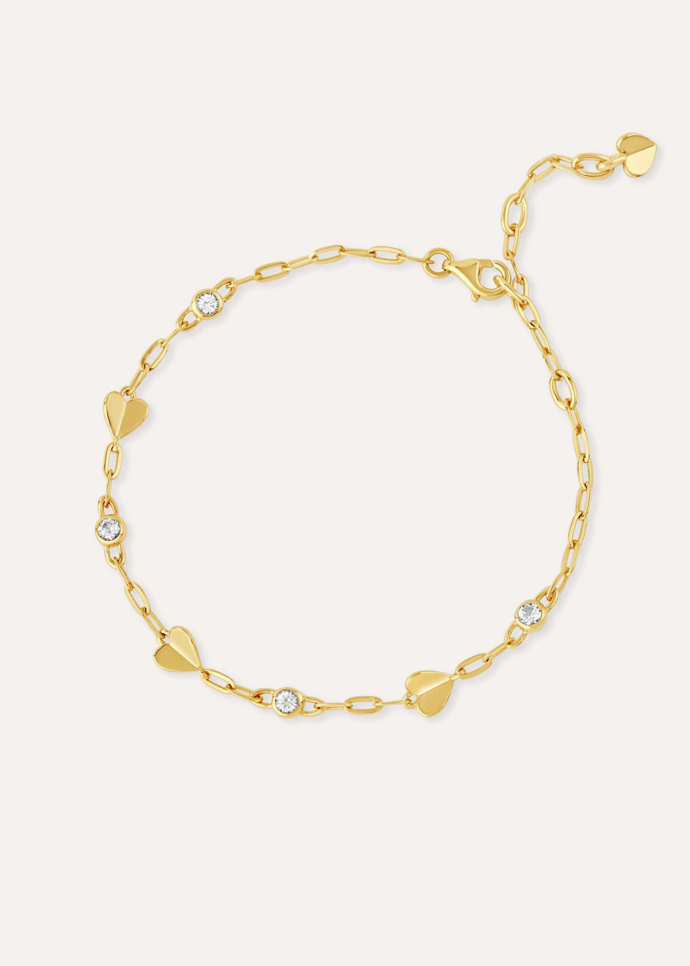 Folded Heart & Gemstone Bracelet