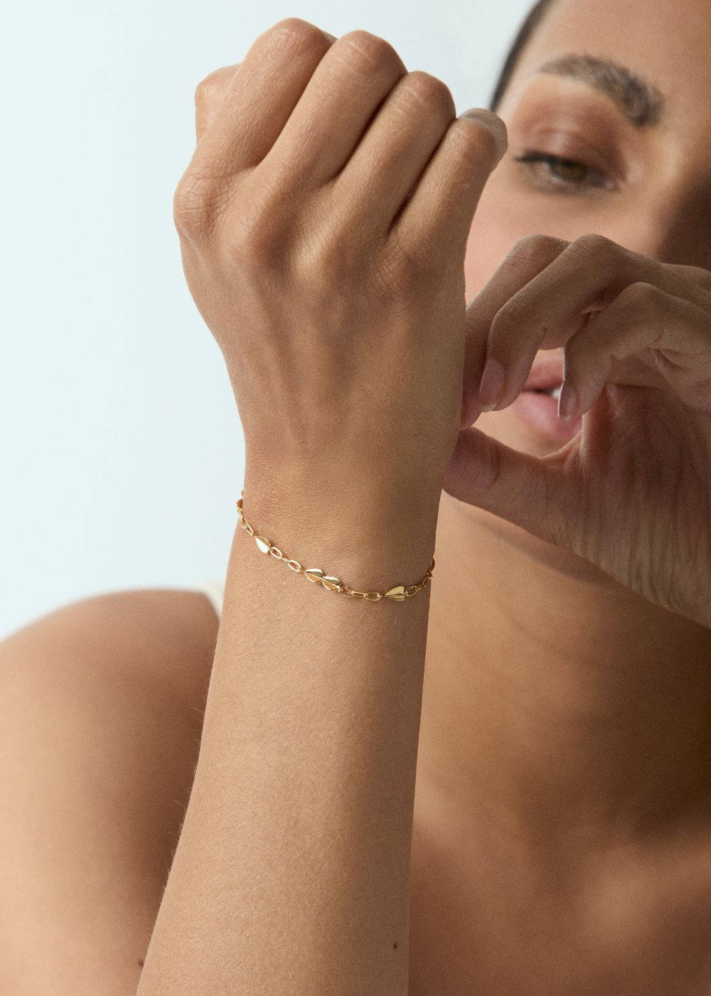 Folded Heart Dainty Chain Bracelet