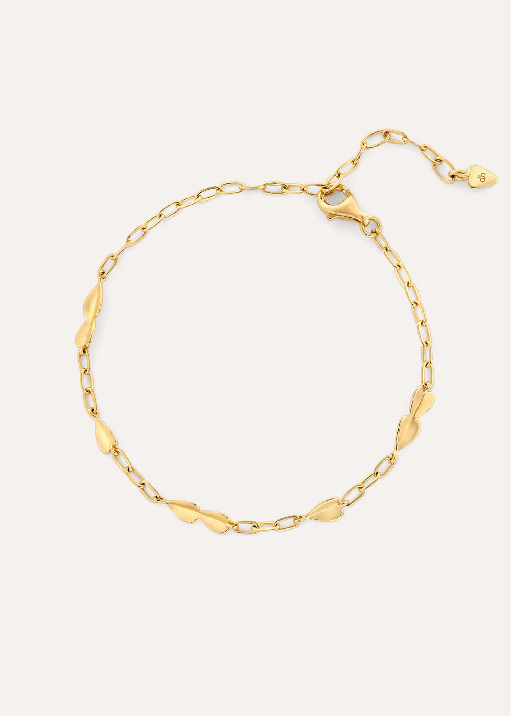 Folded Heart Dainty Chain Bracelet