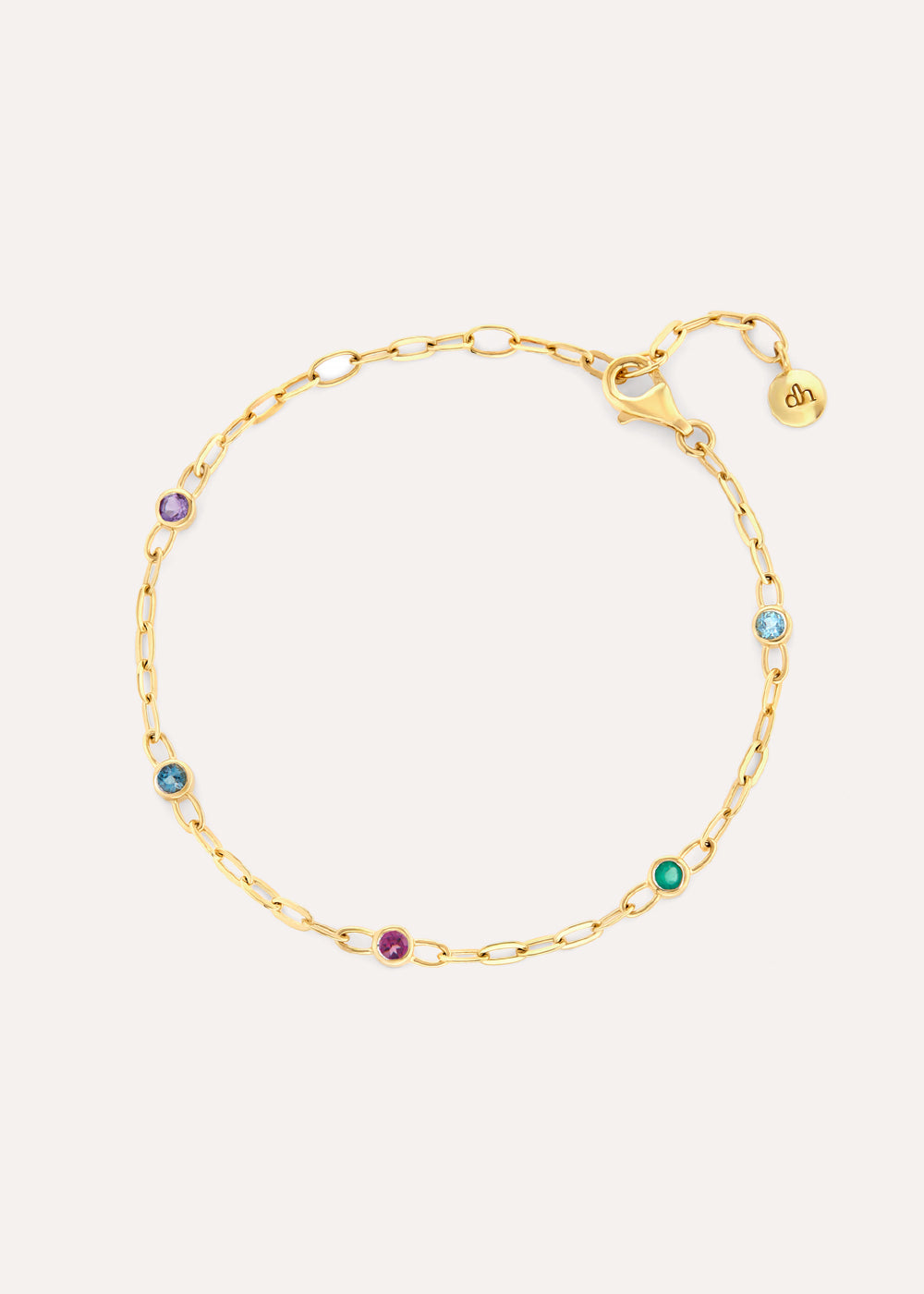 Rainbow Gemstone Paperclip Chain Bracelet