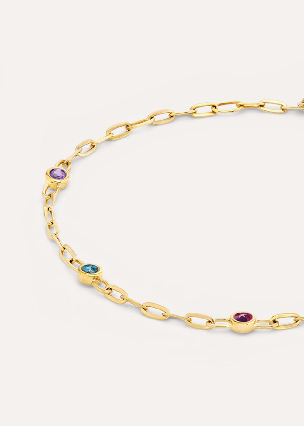 Rainbow Gemstone Paperclip Chain Bracelet