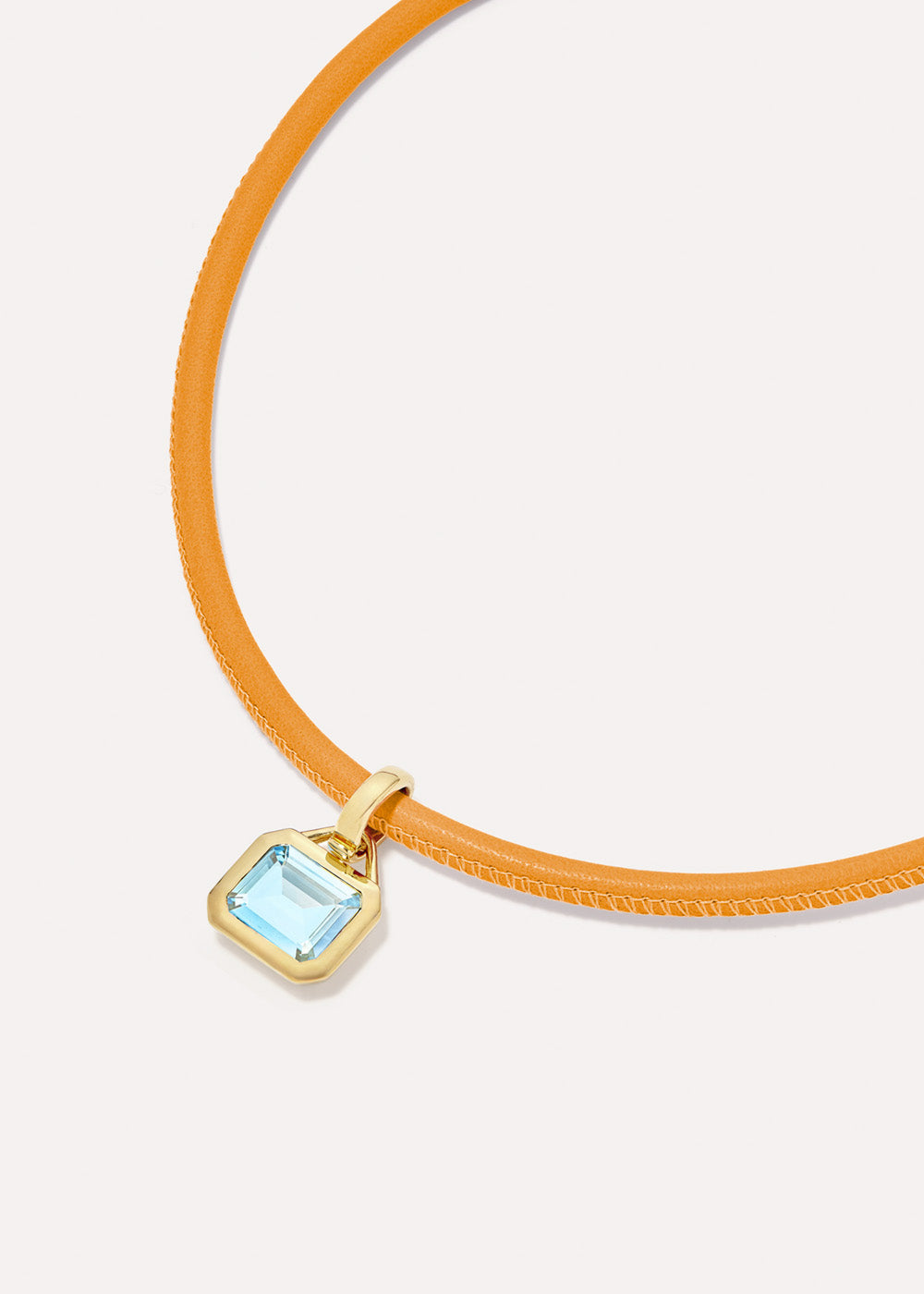 Paloma Octagon Sky Blue Topaz Leather Necklace