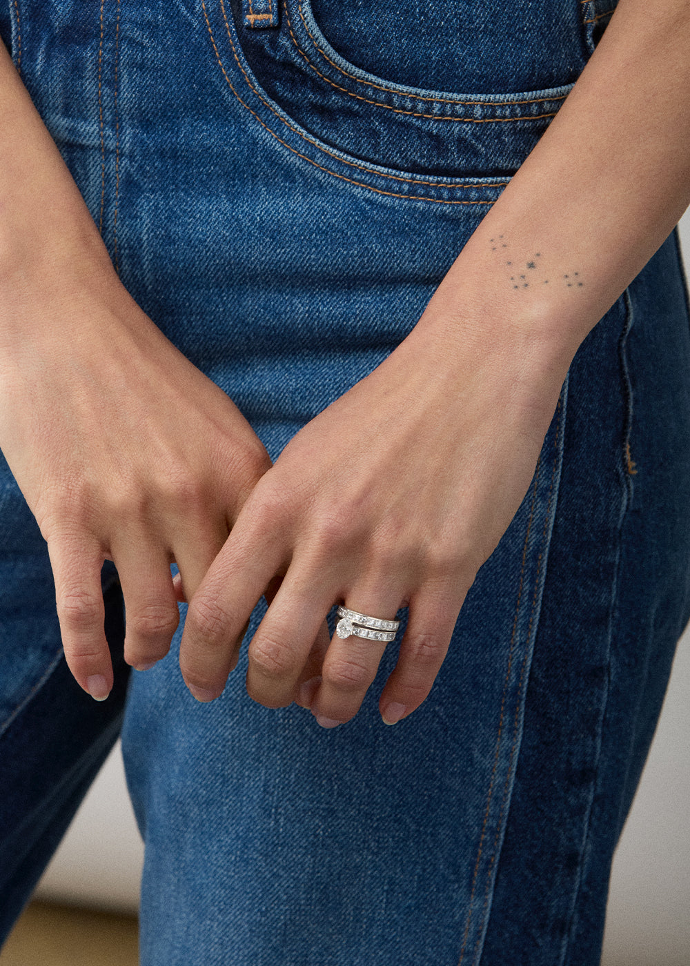 Natural Diamond Carre Eternity Ring