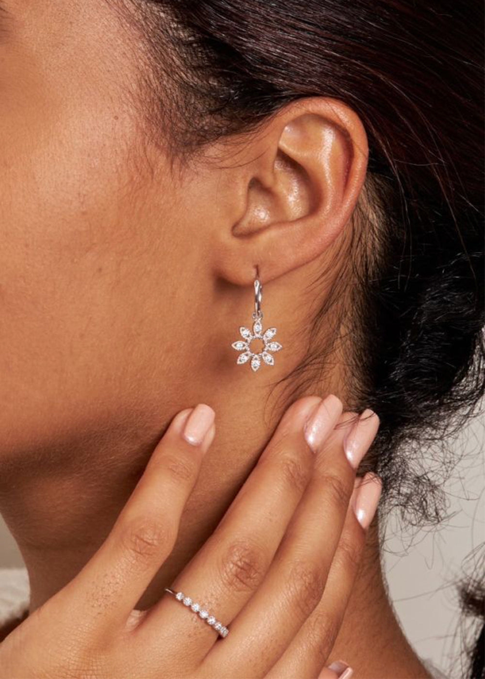 Jasmine Flower Diamond Drop Earrings