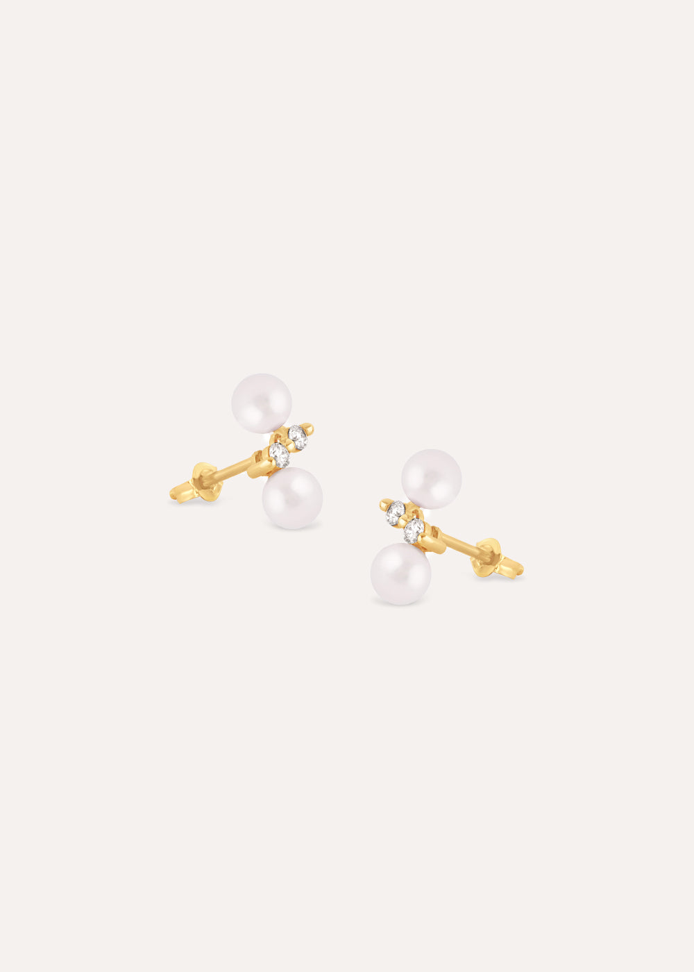 Shuga Double Pearl & Diamond Stud Earrings