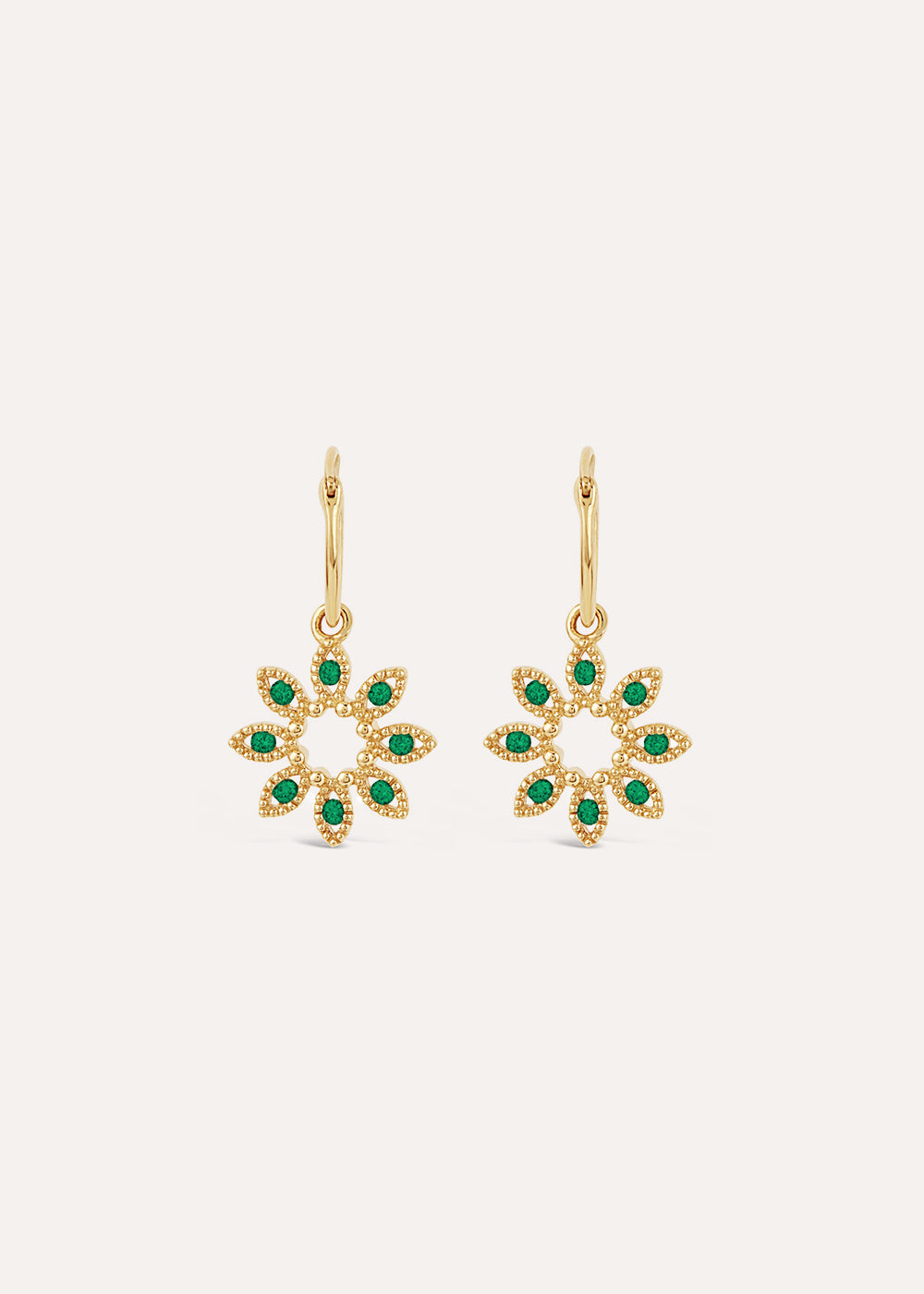 Jasmine Flower Emerald Drop Earrings