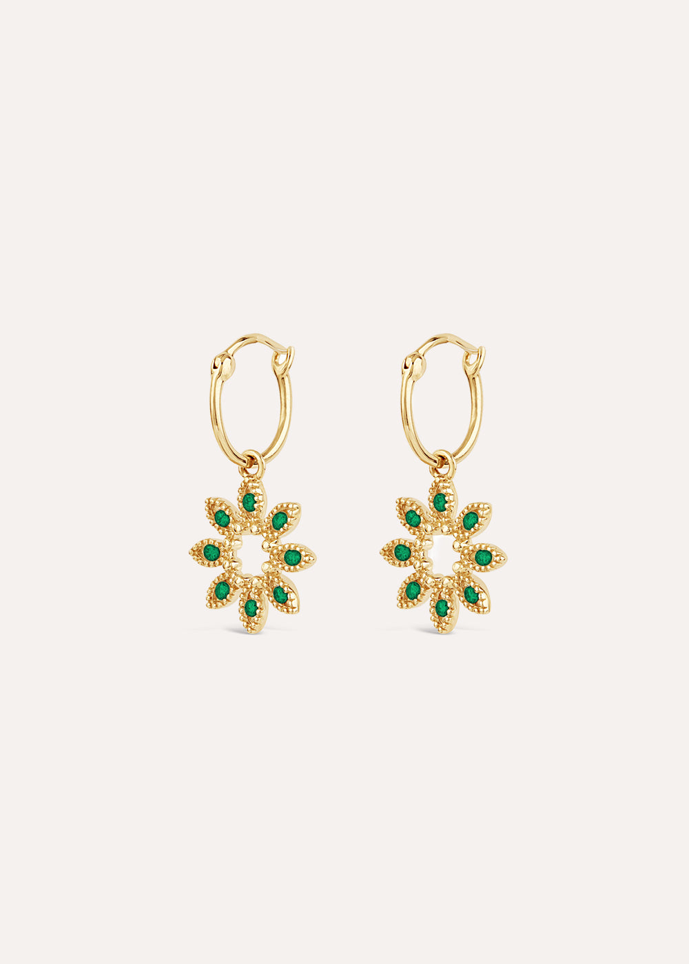 Jasmine Flower Emerald Drop Earrings
