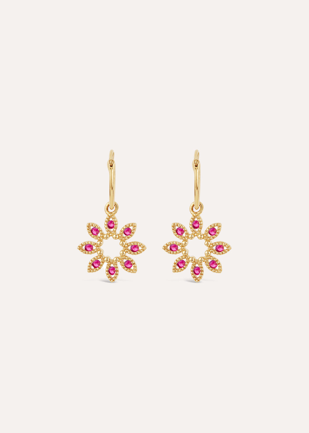 Jasmine Flower Ruby Drop Earrings