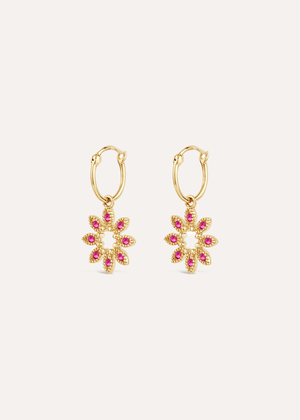 Jasmine Flower Ruby Drop Earrings