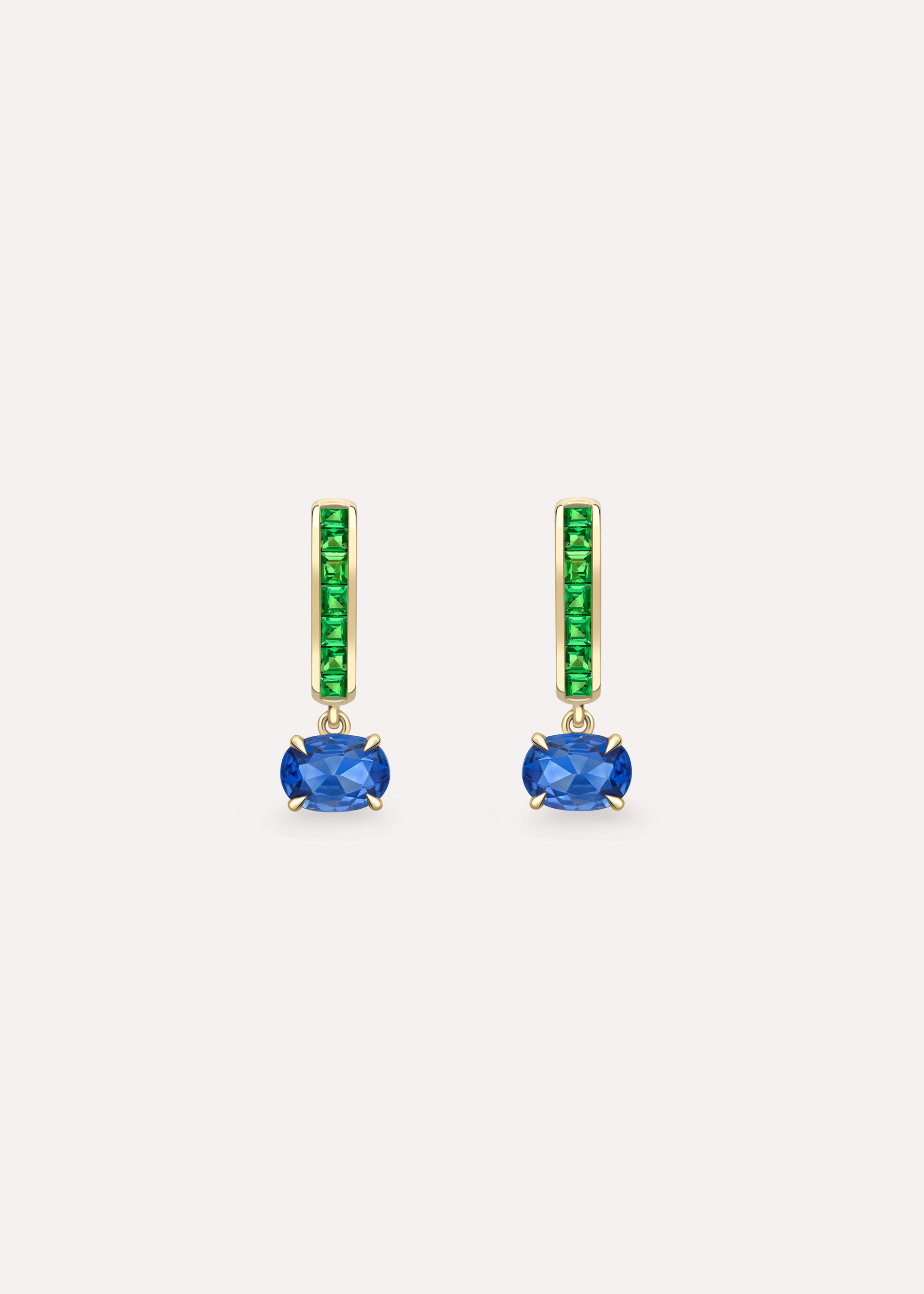 Brightside Tsavorite & Blue Sapphire Drop Earrings