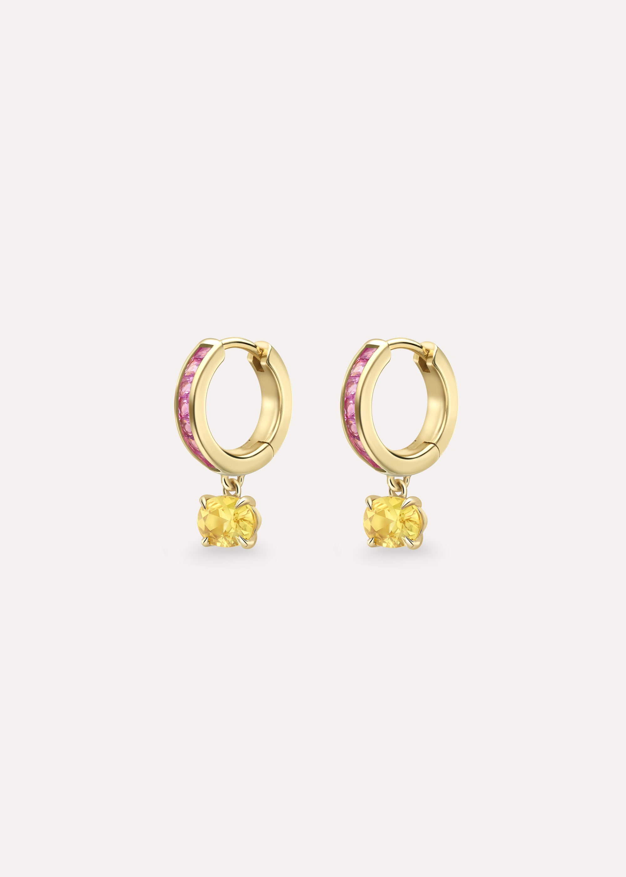 Brightside Pink Sapphire & Yellow Sapphire Drop Earrings