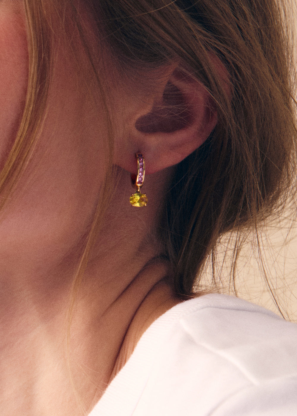Brightside Pink Sapphire & Yellow Sapphire Drop Earrings
