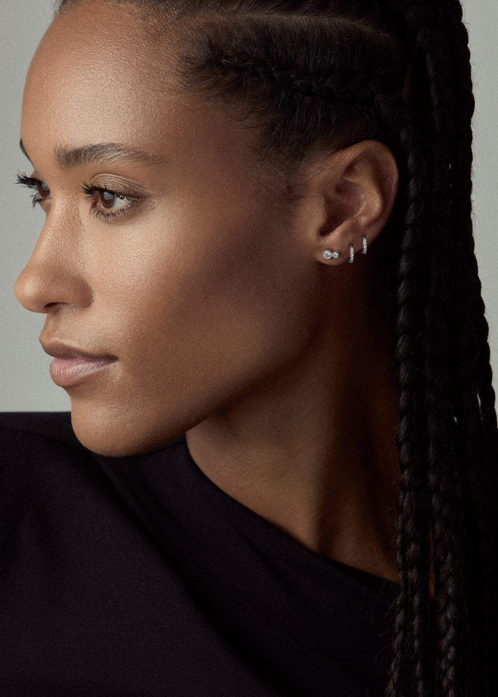 Single Jasmine Lab-Grown Diamond Duo Stud Earring