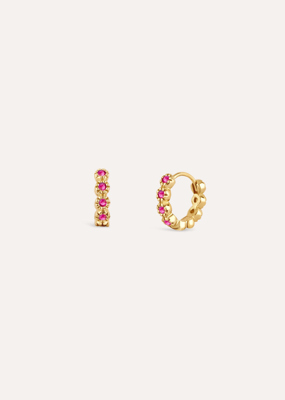 Forget-Me-Not Ruby Huggie Hoop Earrings