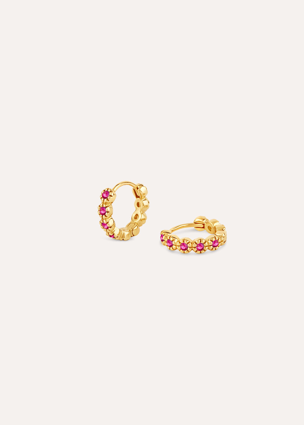 Forget-Me-Not Ruby Huggie Hoop Earrings