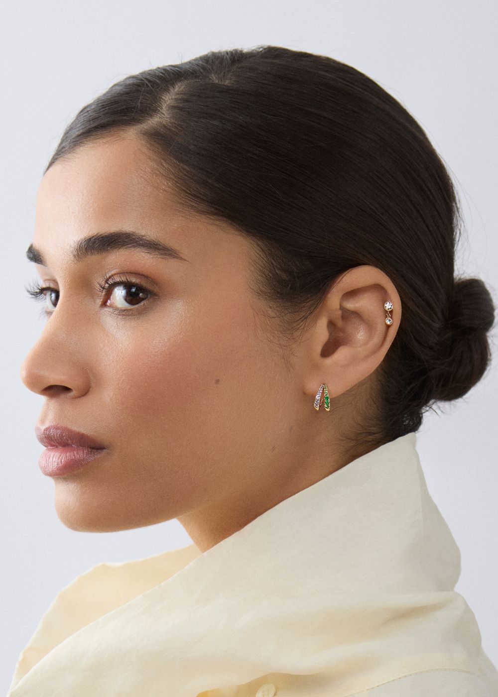 Signature Duo Tanzanite & Tsavorite Huggie Hoop Earrings