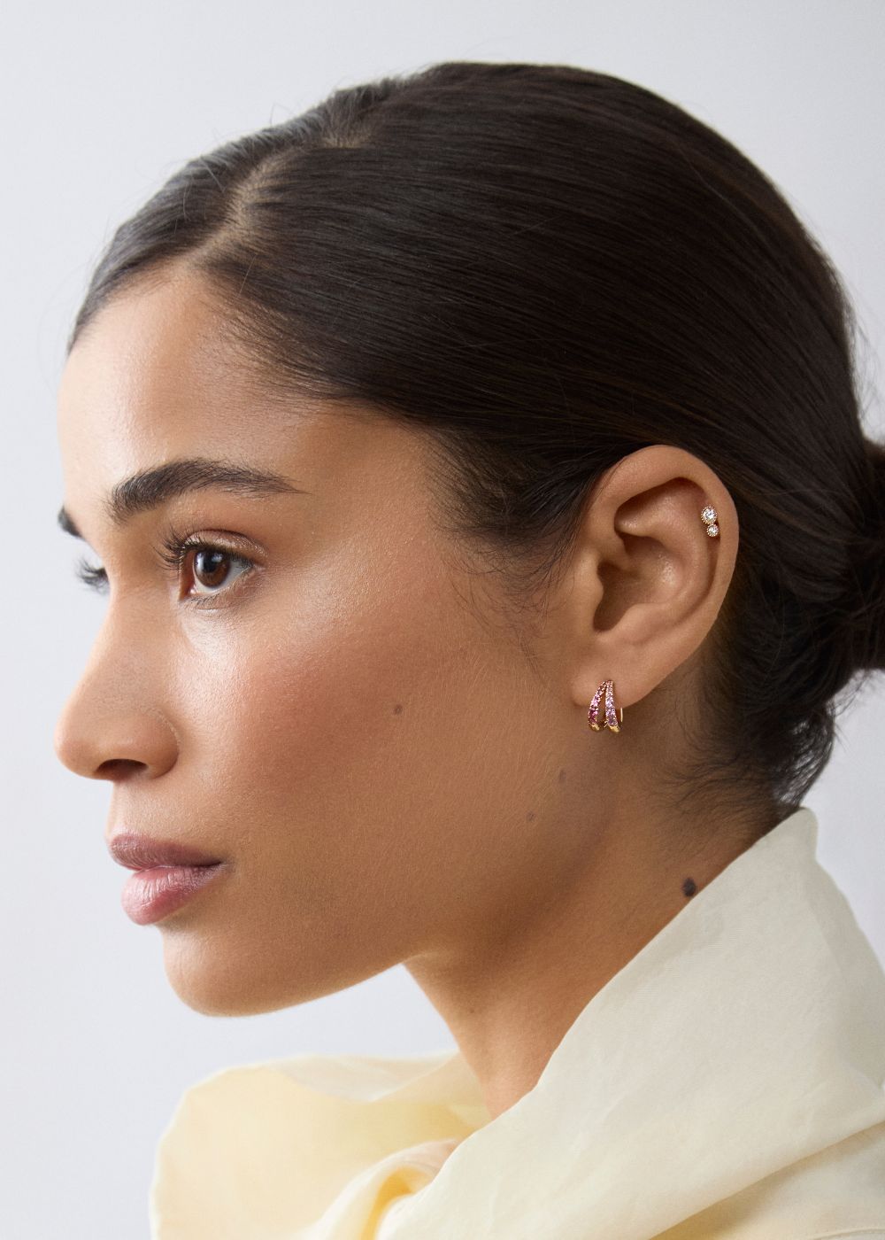 Signature Duo Rubellite & Pink Sapphire Huggie Hoop Earrings