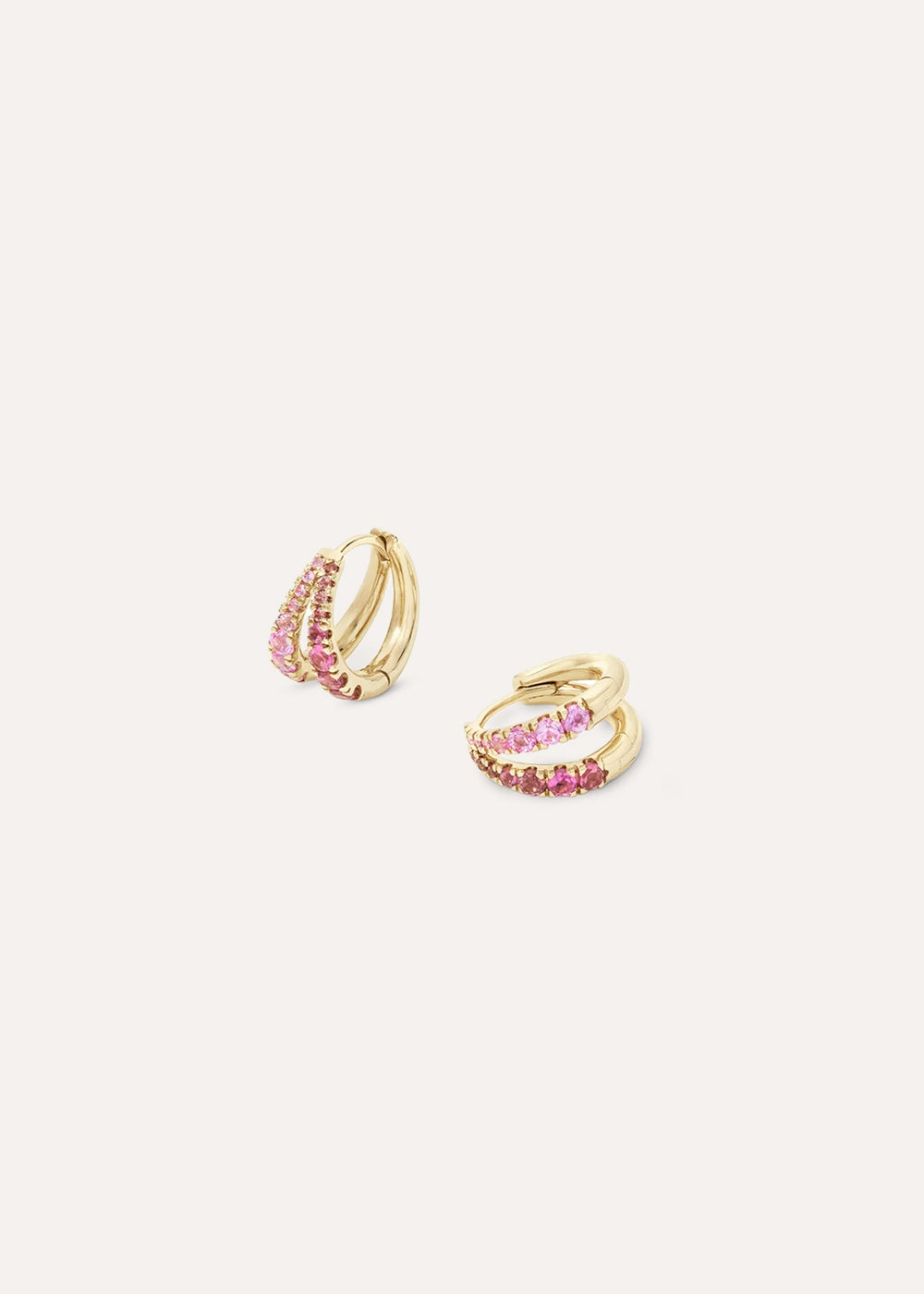 Signature Duo Rubellite & Pink Sapphire Huggie Hoop Earrings