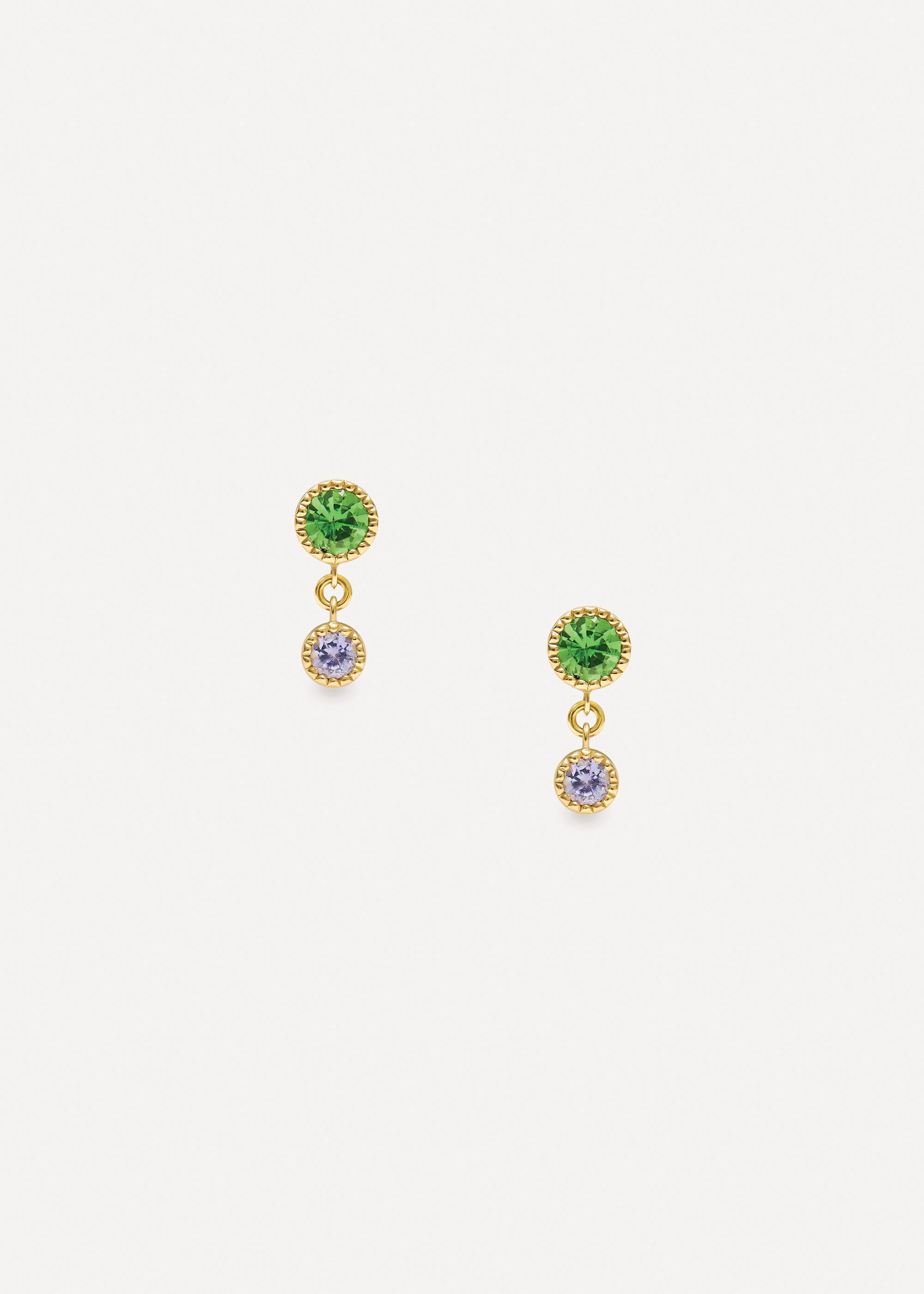 Jasmine Duo Drop Tsavorite & Tanzanite Stud Earrings