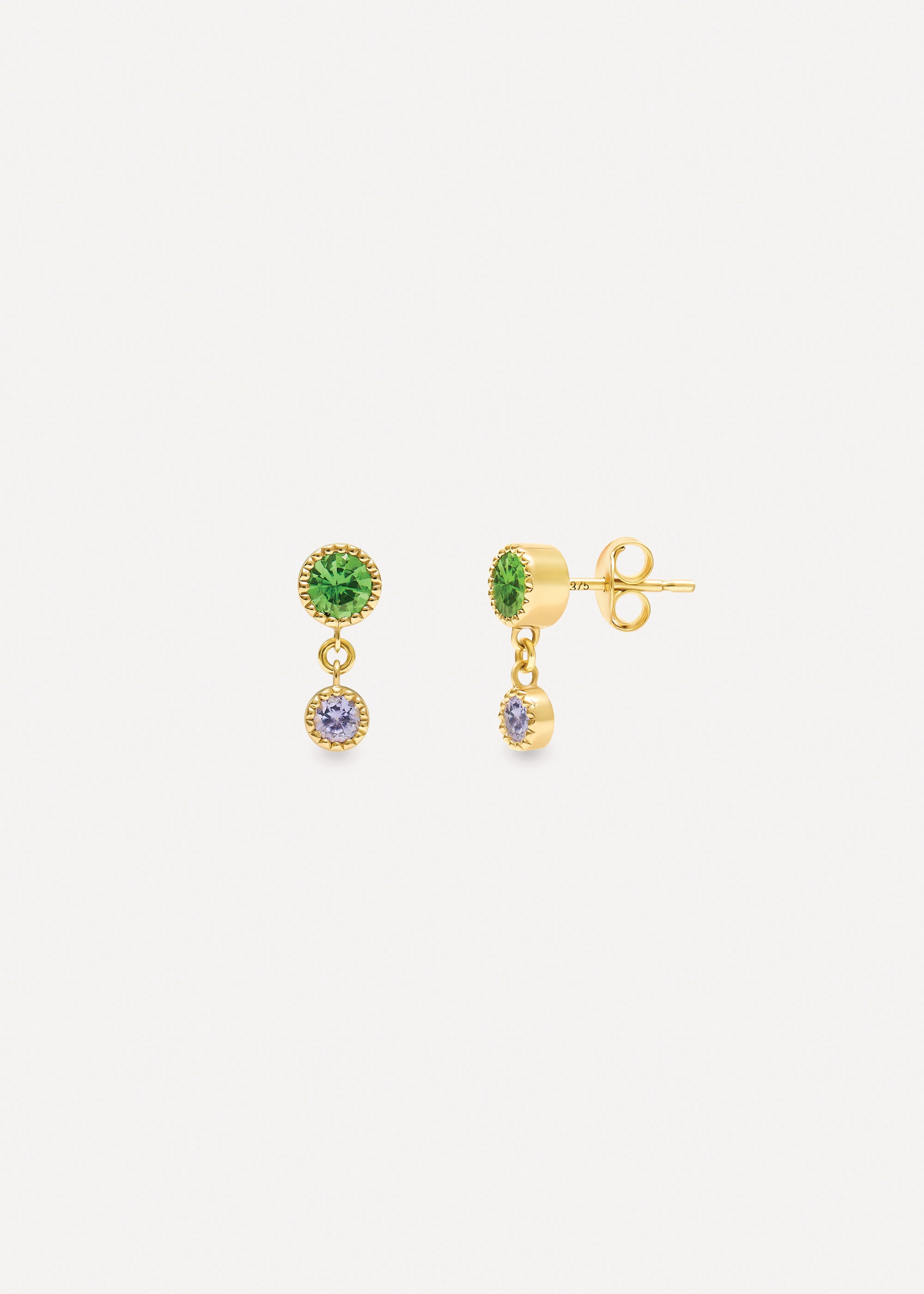 Jasmine Duo Drop Tsavorite & Tanzanite Stud Earrings