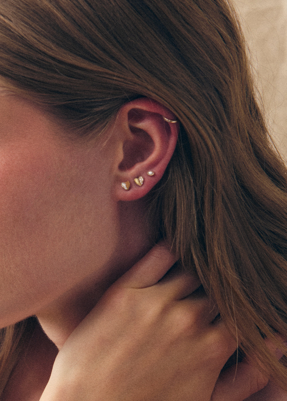 Single Folded Heart Lab-Grown Diamond Stud Earring