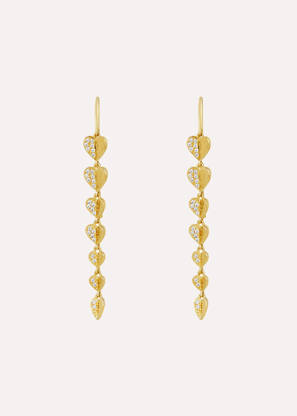 Folded Heart Lab-Grown Diamond Column Drop Earrings