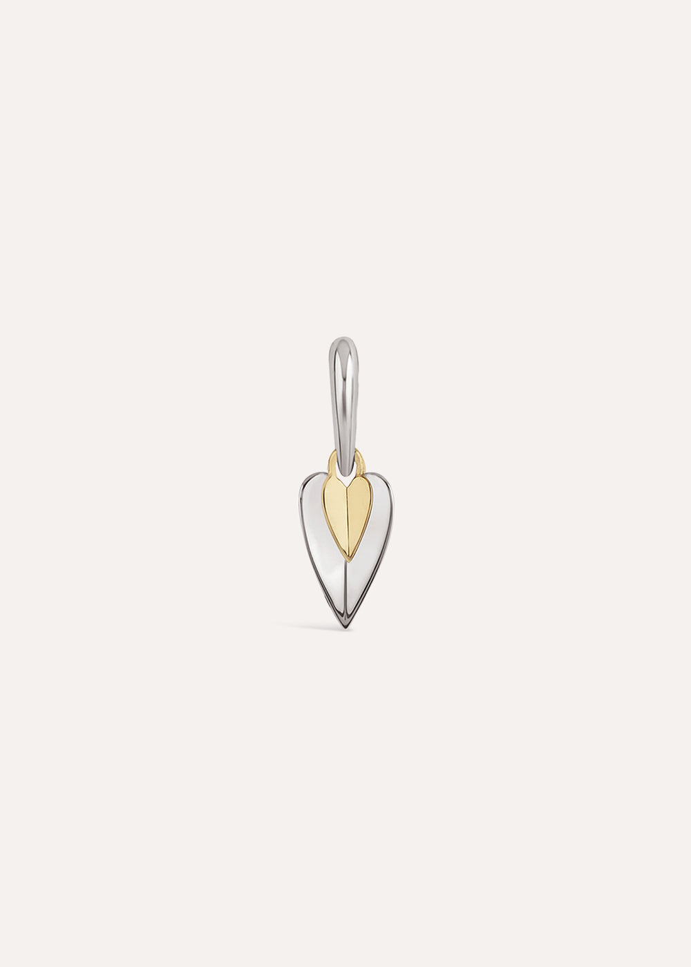 Single Folded Heart Duo Drop Hoop Earring