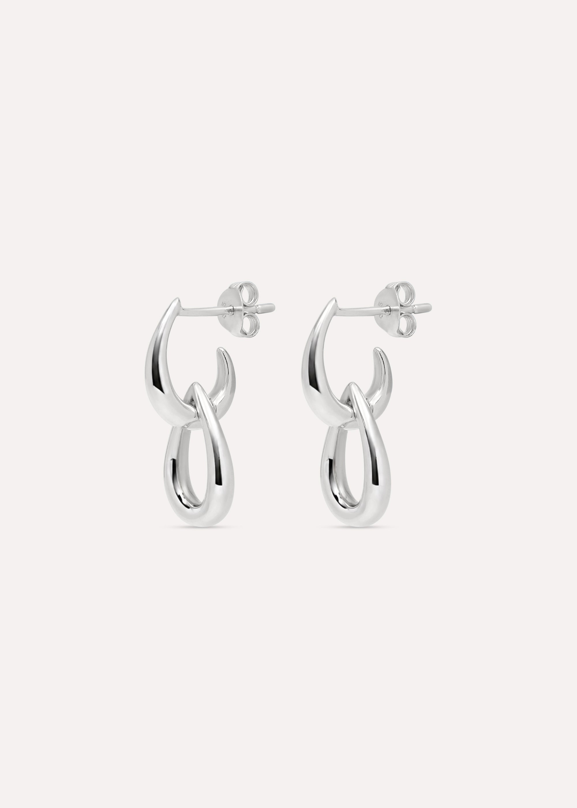 Raindrop Double Link Stud Earrings