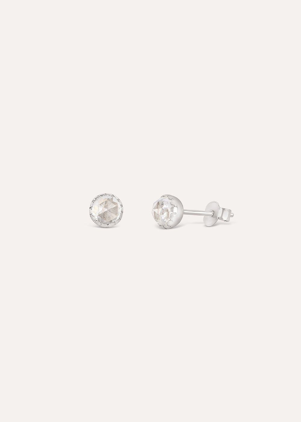 Gem Drop Rose Cut White Topaz Stud Earrings