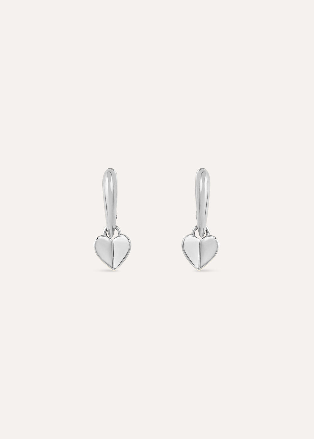 Folded Heart Huggie Hoop Earrings