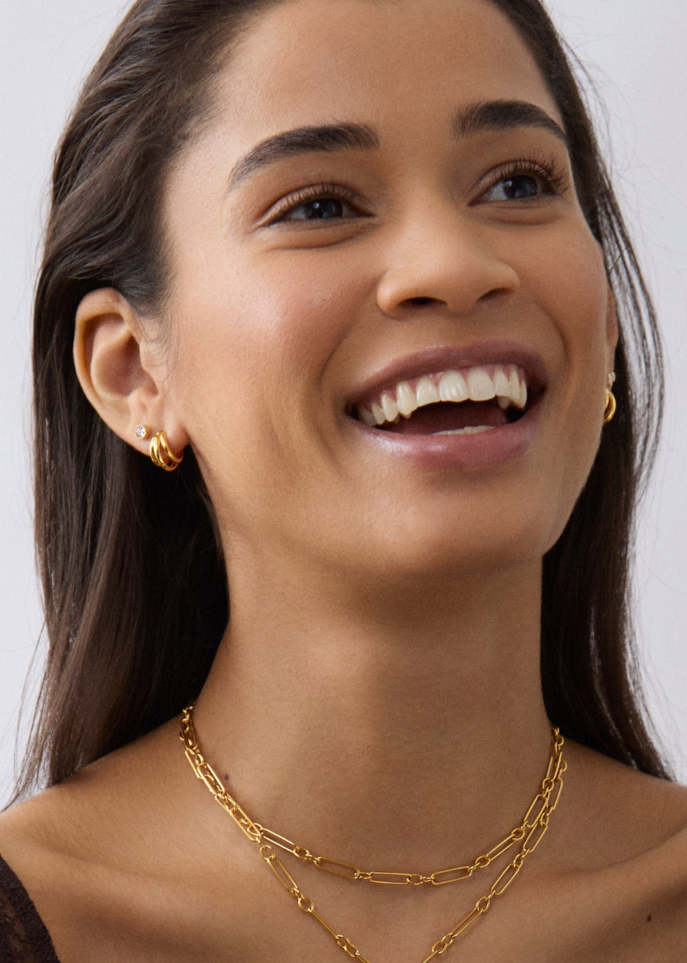 Single Signature Triple Huggie Hoop Earring