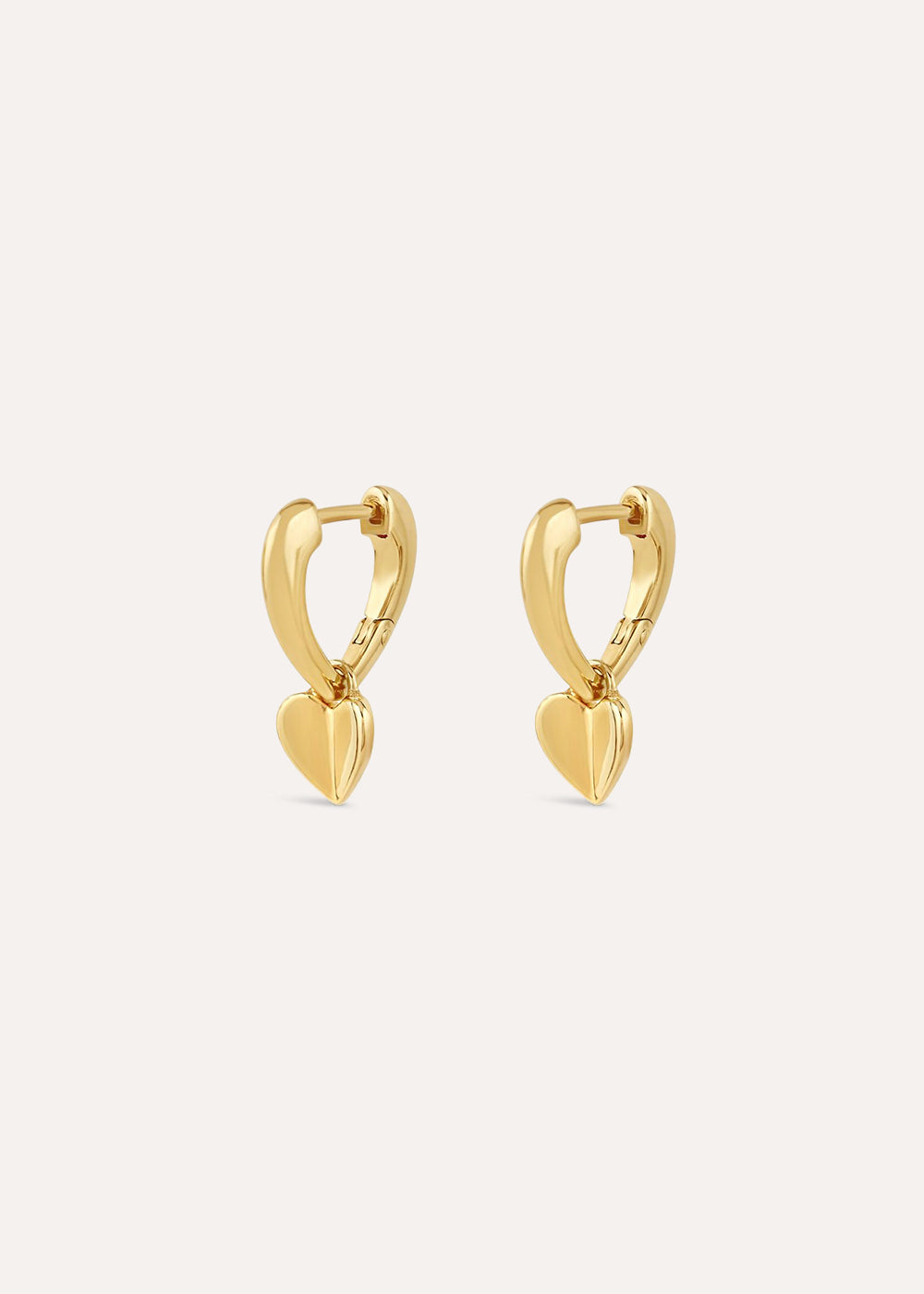 Folded Heart Huggie Hoop Earrings