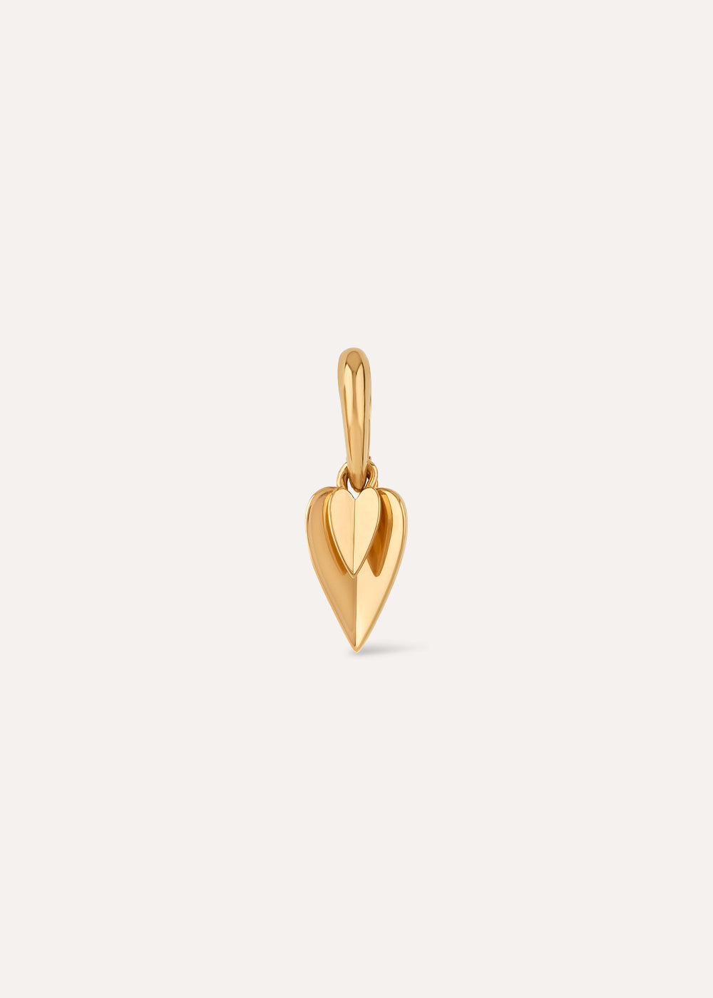 Single Folded Heart Duo Drop Hoop Earring