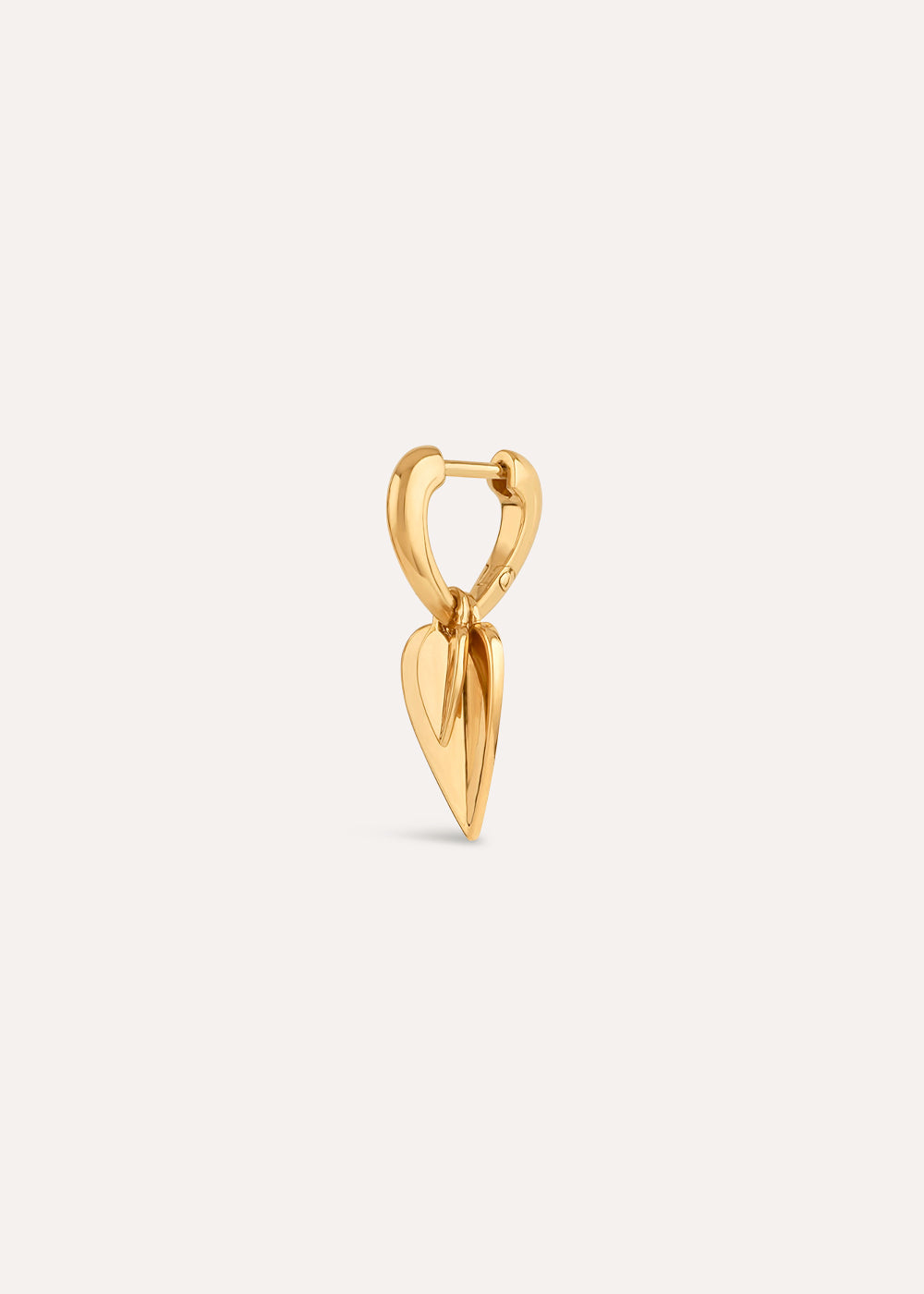 Single Folded Heart Duo Drop Hoop Earring
