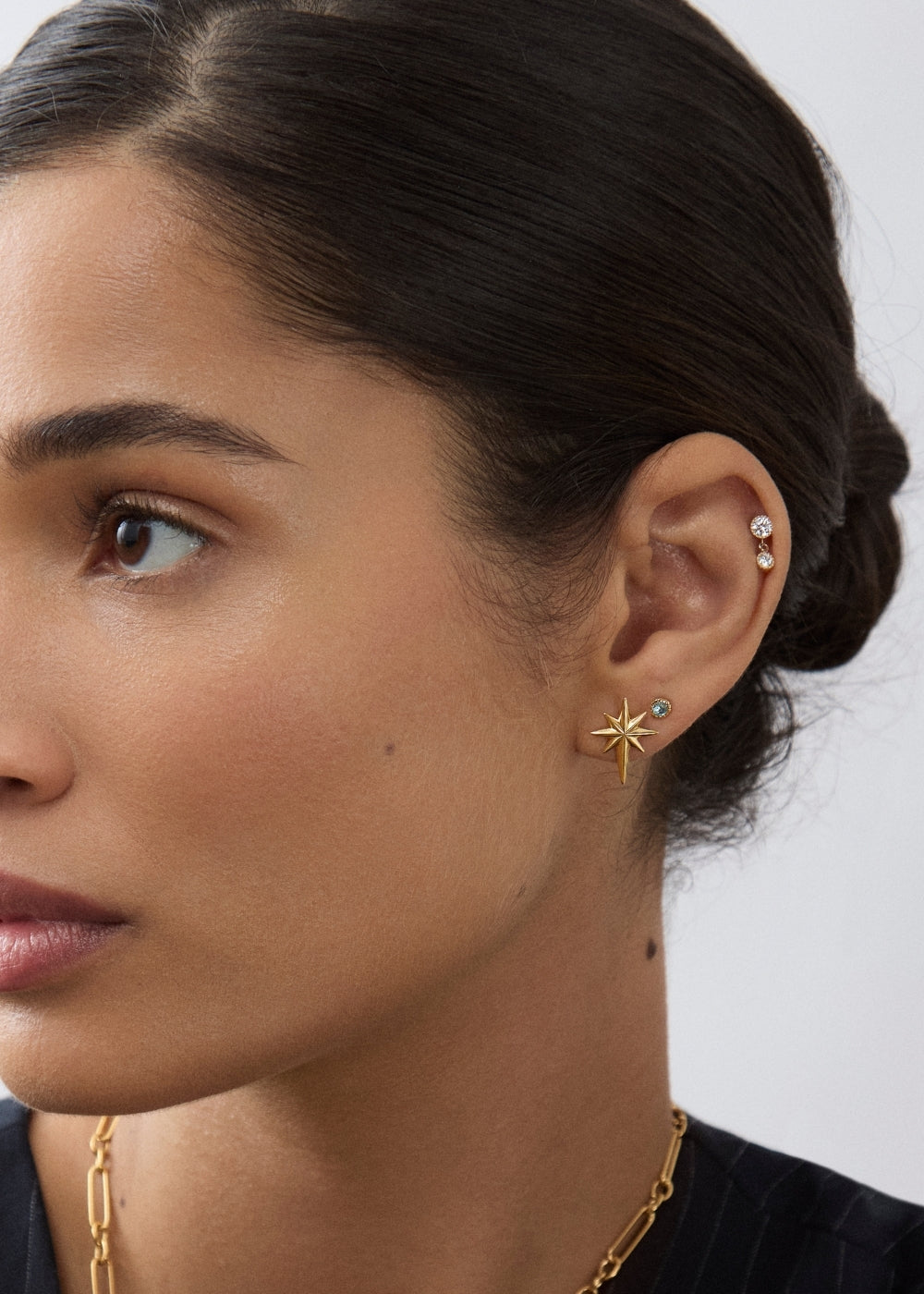 Blue Topaz Chequerboard Stud Earrings