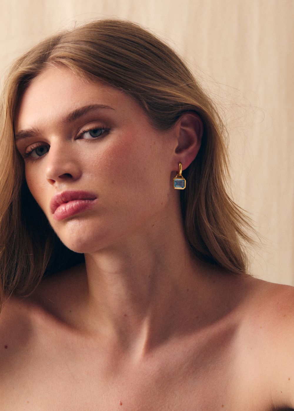 Paloma Sky Blue Topaz Drop Hoop Earrings