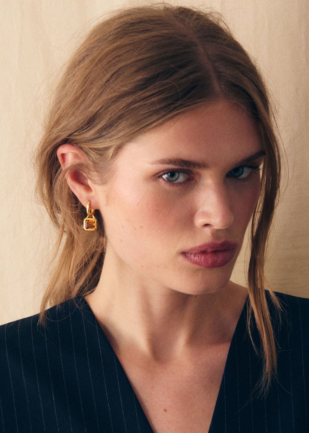 Paloma Orange Citrine Drop Hoop Earrings