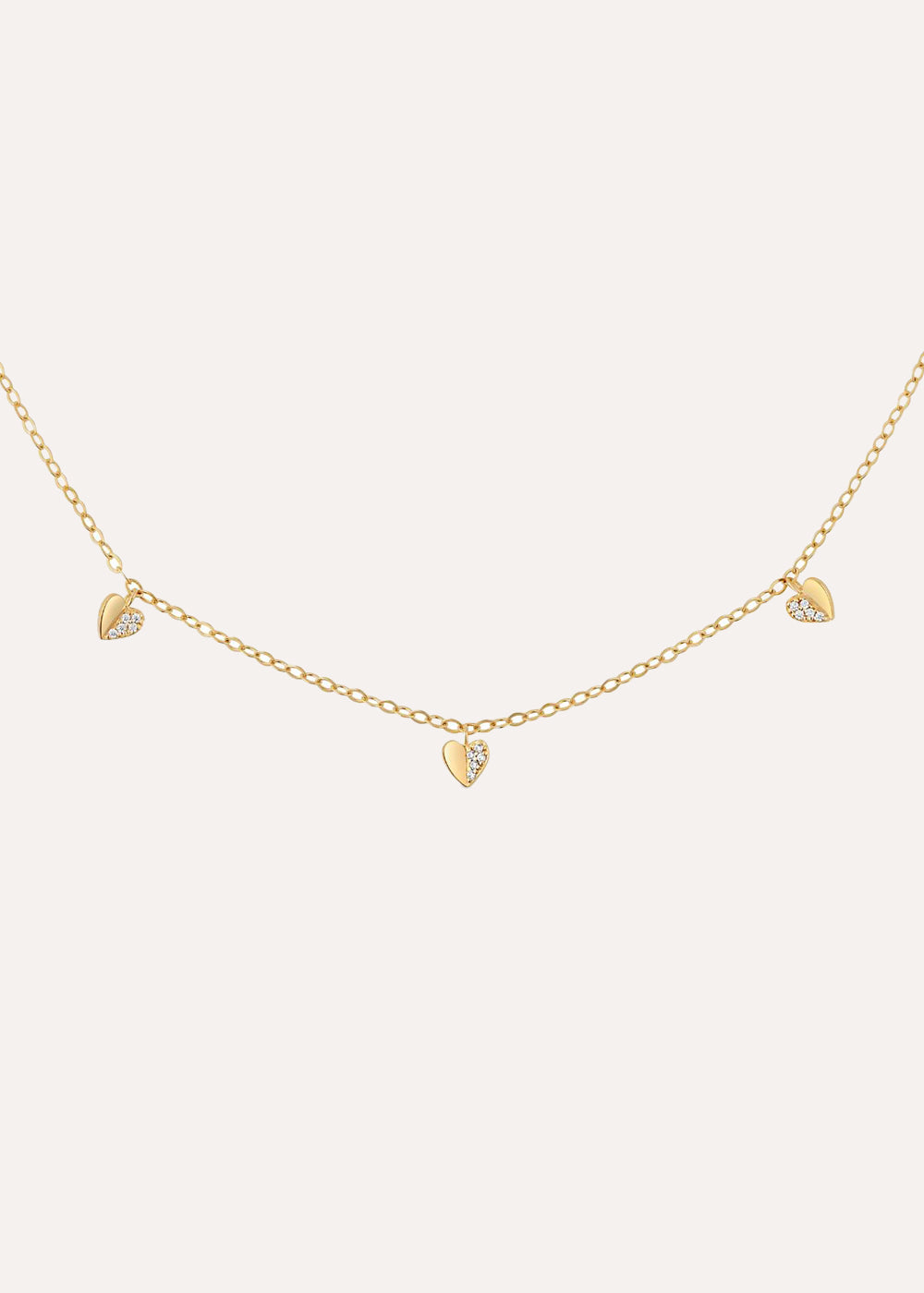 Folded Heart Lab-Grown Diamond Trio Necklace