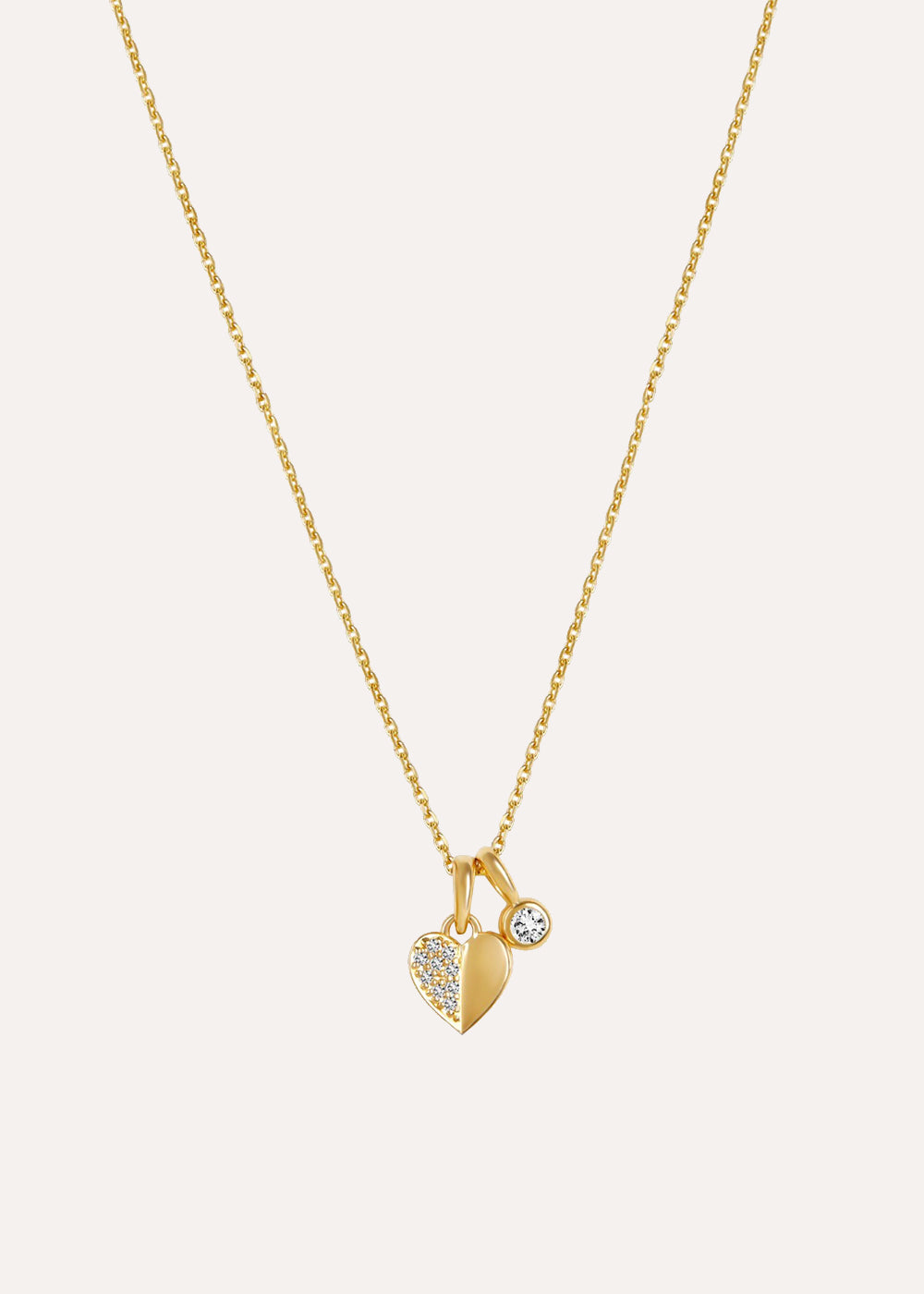 Folded Heart Lab-Grown Diamond Duo Pendant Necklace