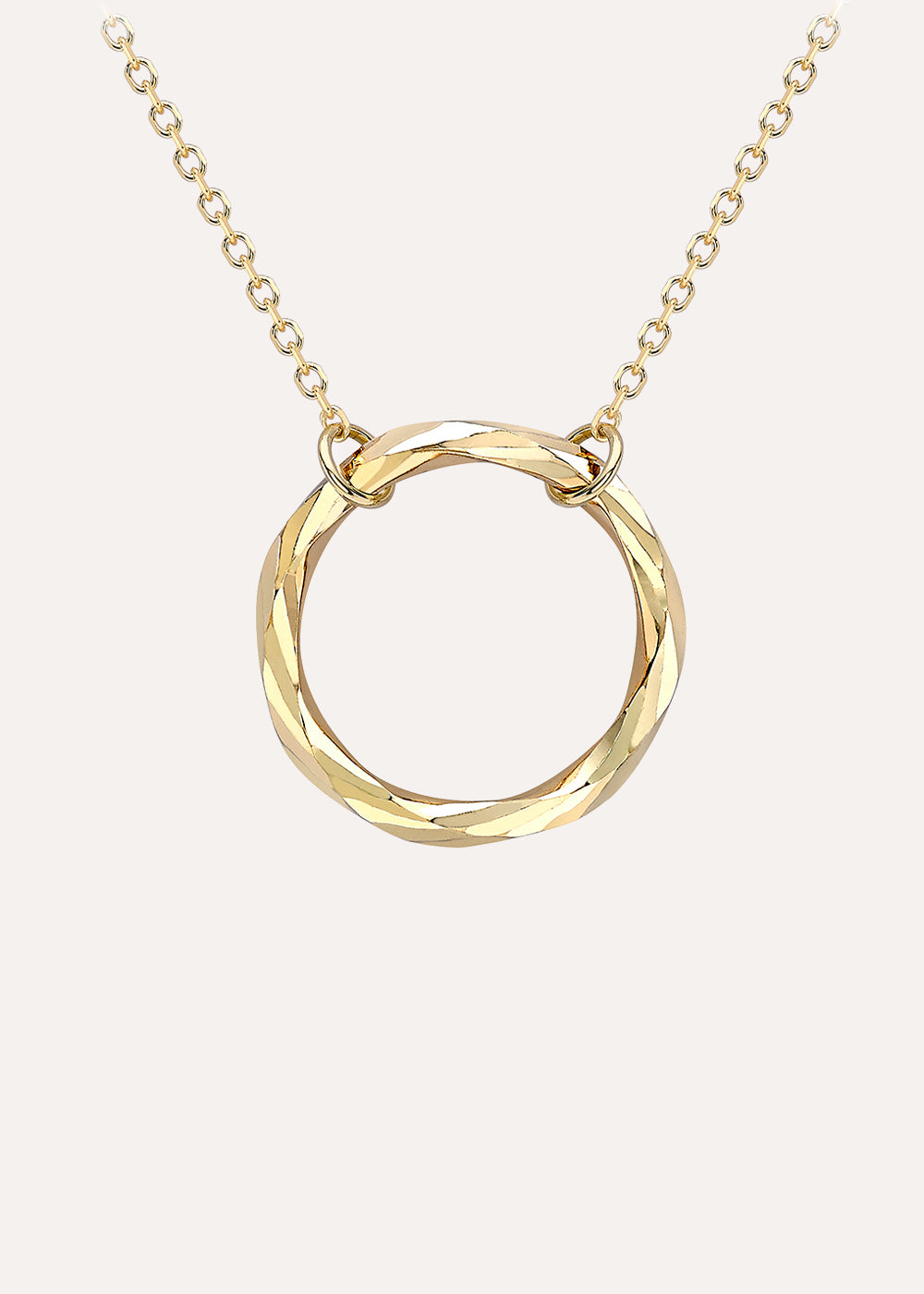 Diamond Cut Facet Ring Pendant Necklace