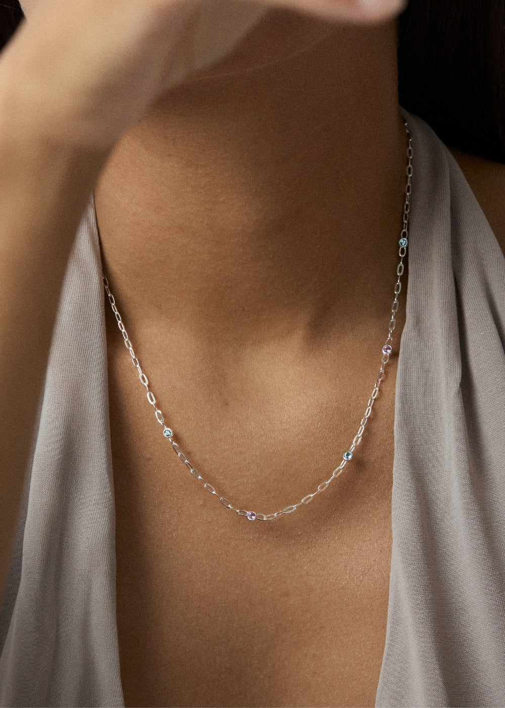 Coloured Gemstone Chain Necklace