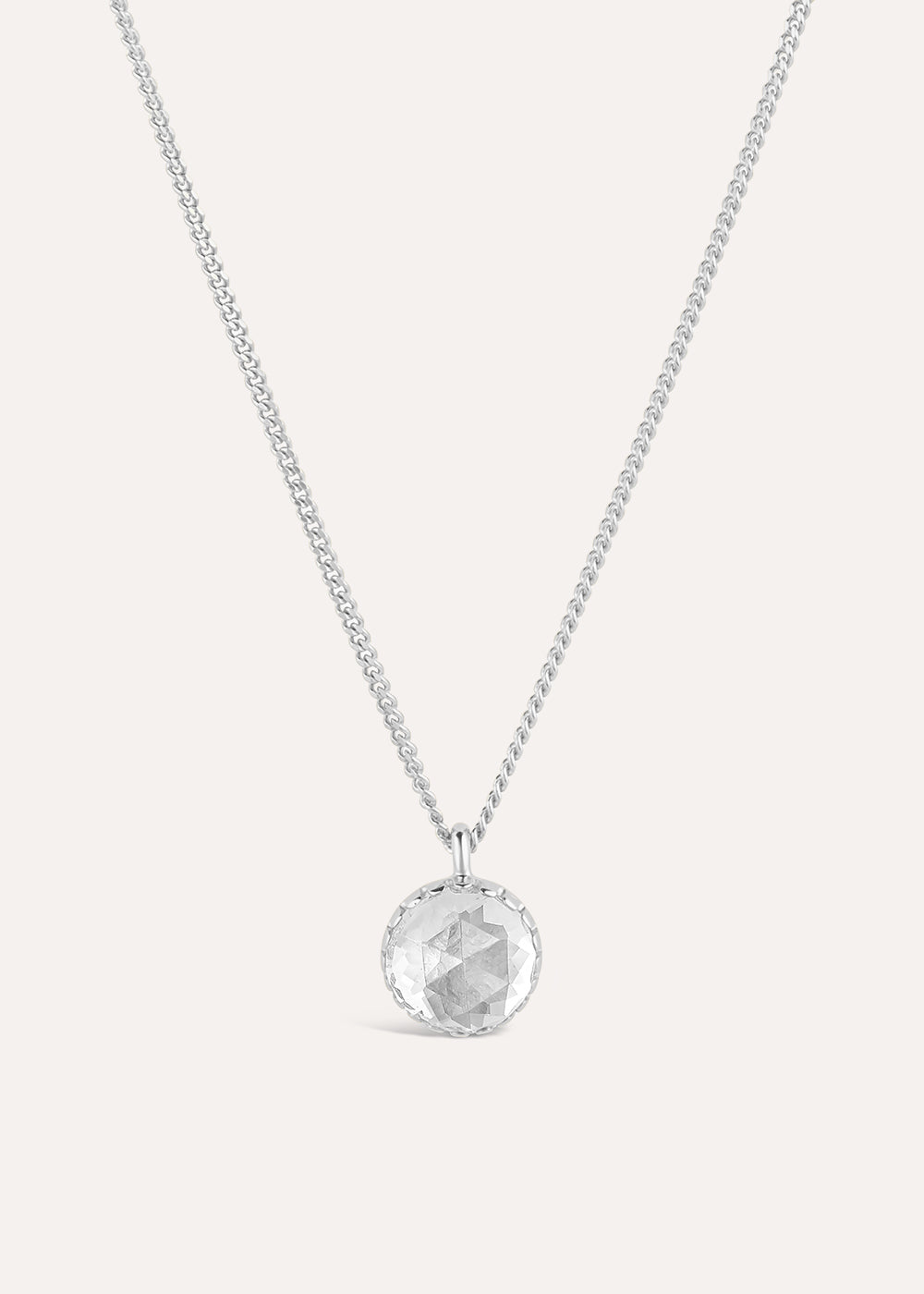 Gem-Drop White Topaz Rose Cut Pendant Necklace