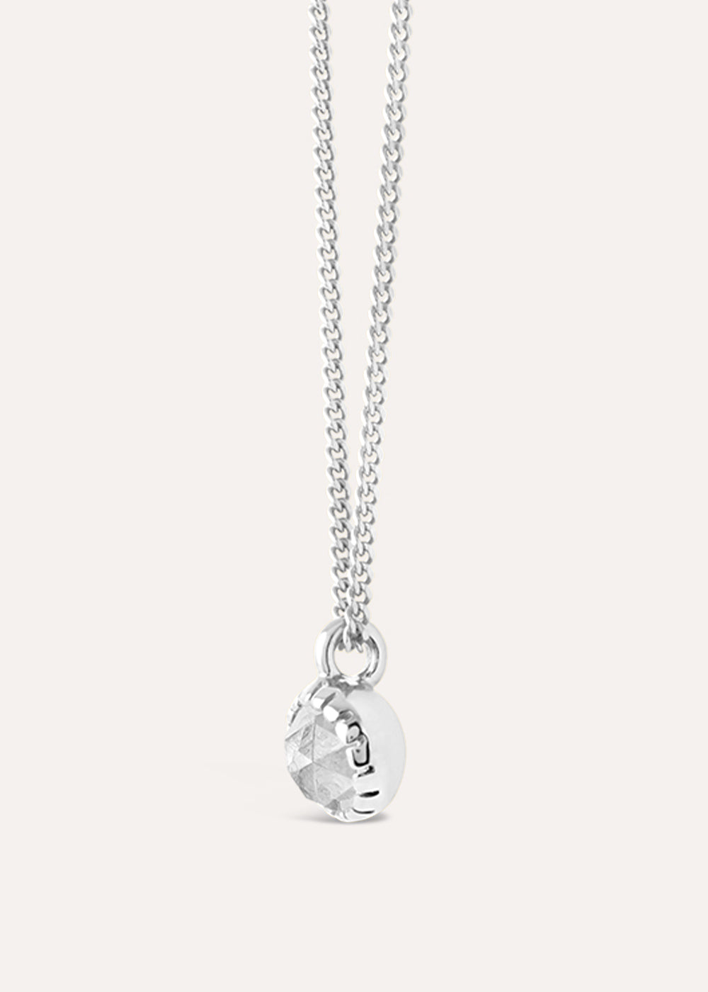 Gem-Drop White Topaz Rose Cut Pendant Necklace