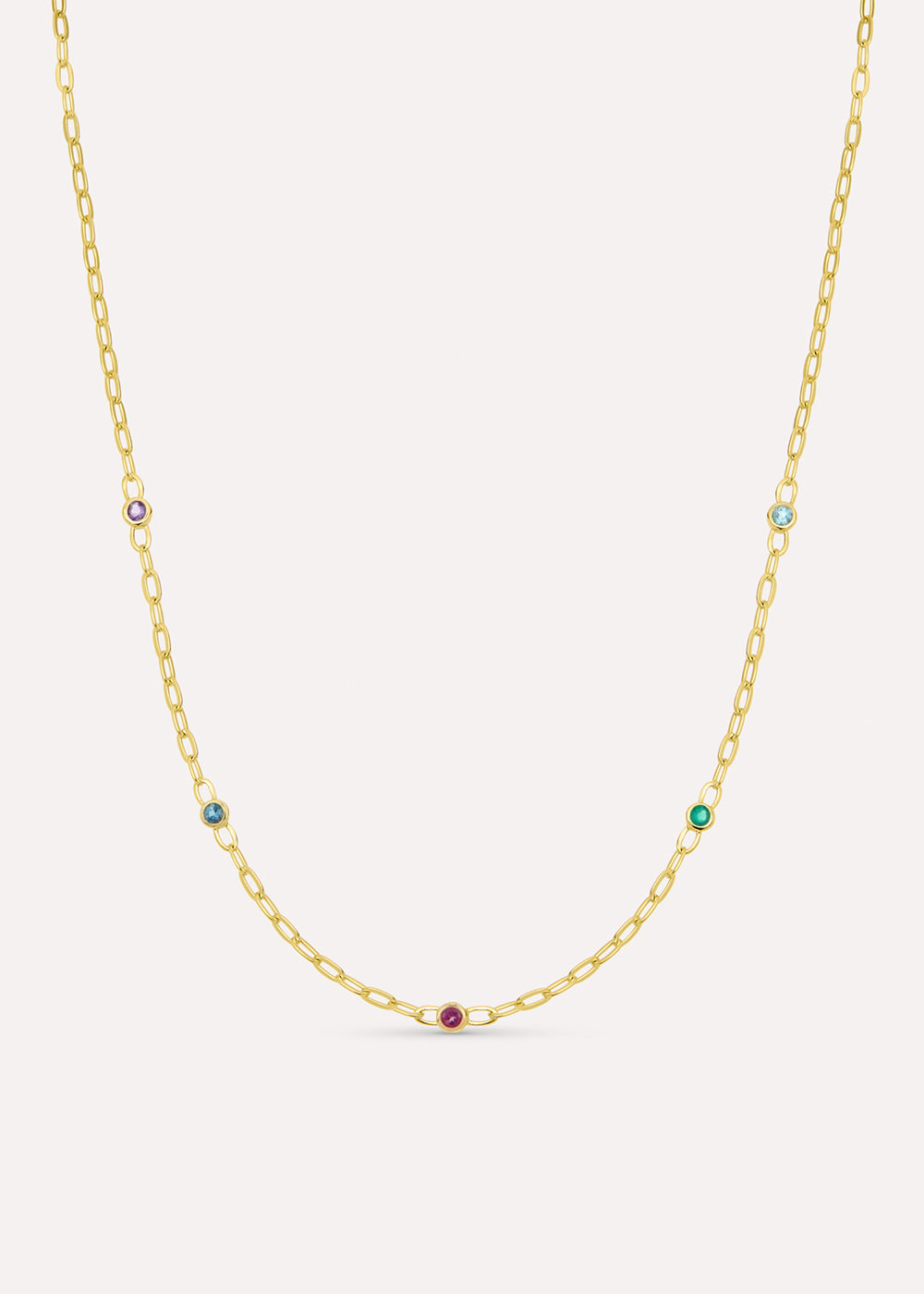 Rainbow Gemstone Chain Necklace